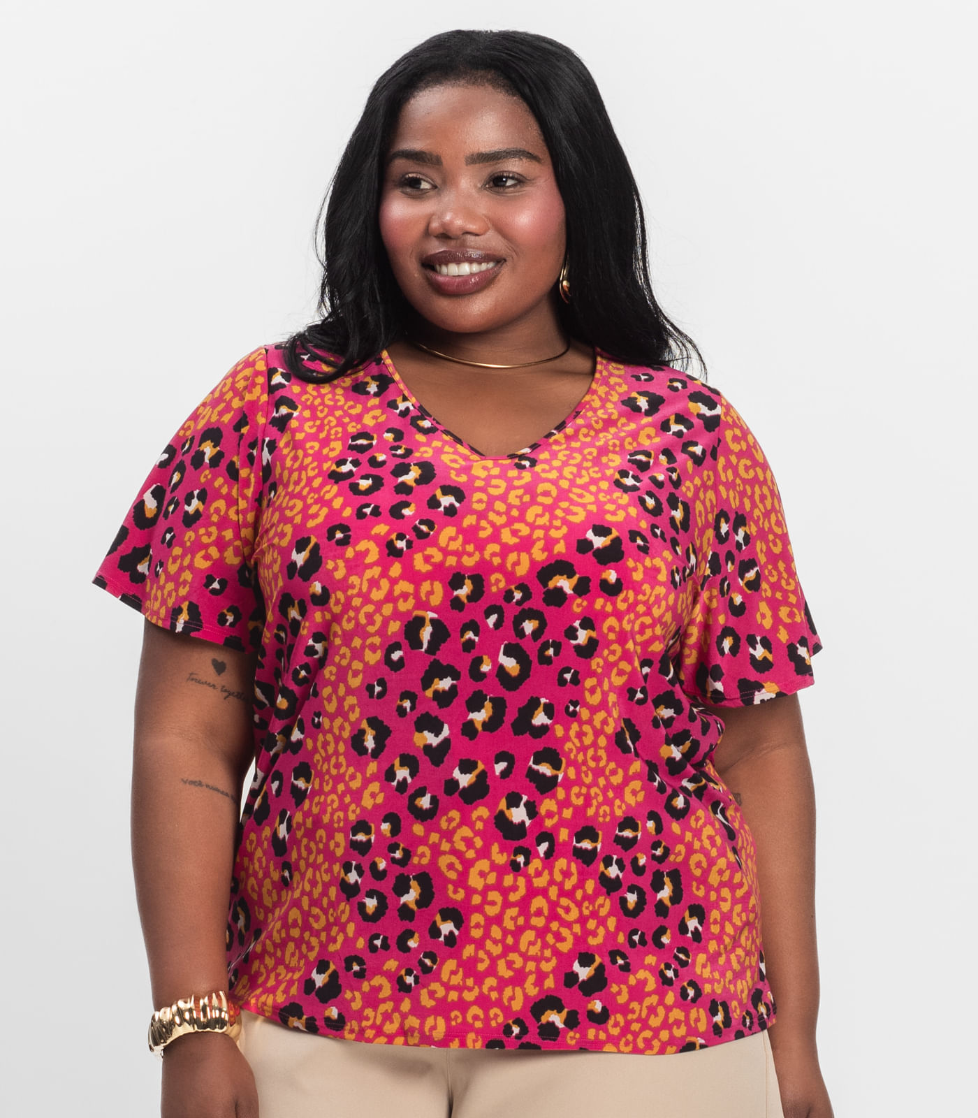 Blusa Feminina Plus Size Infinita Cor Rosa - Imagem 2