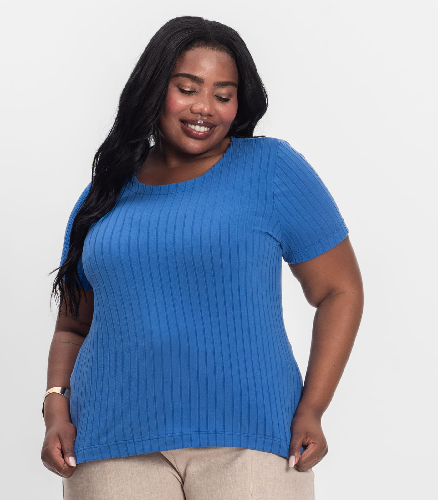 Blusa Malha Delicate Plus Infinita Cor Azul - Imagem 20