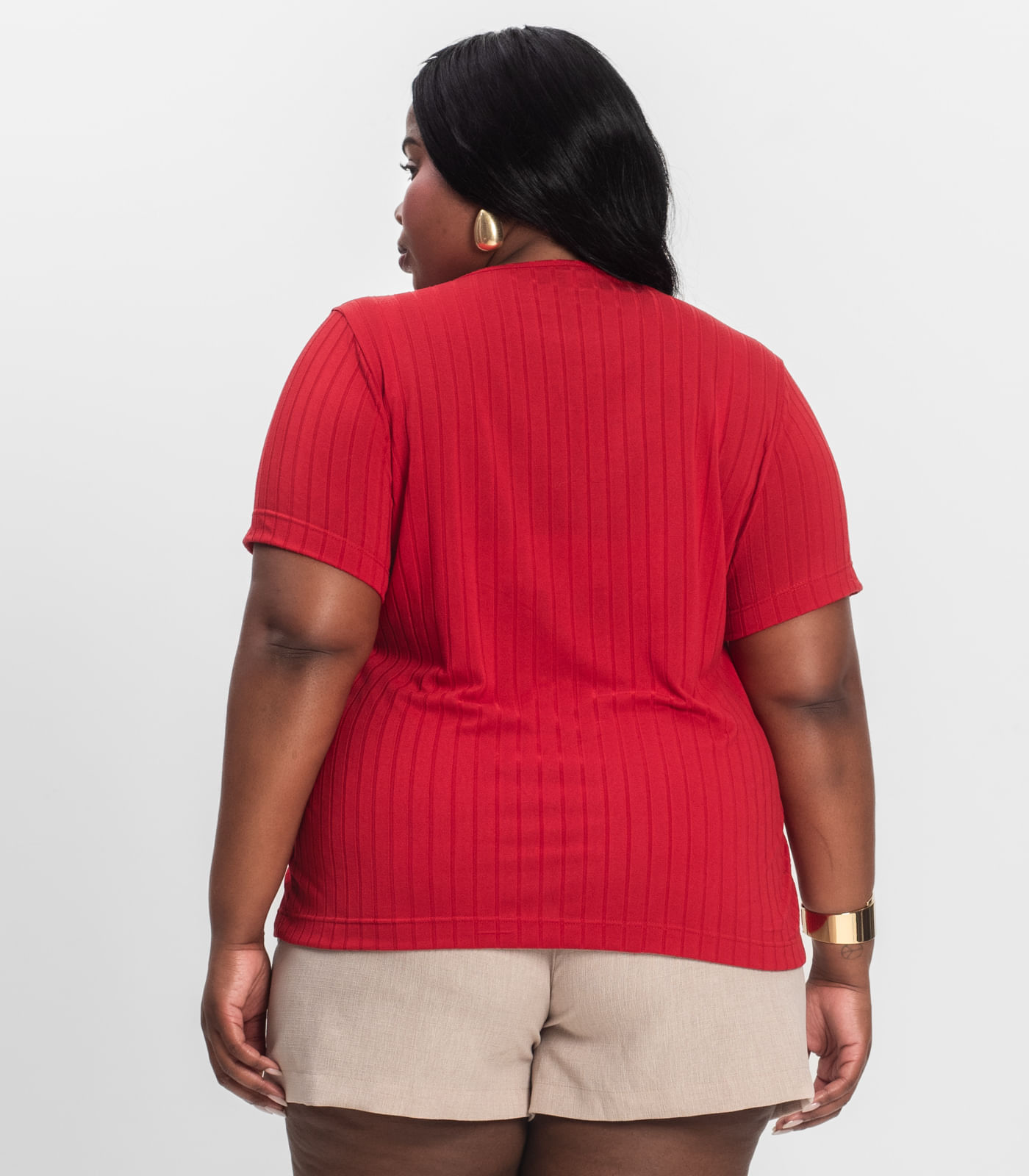 Blusa Canelada Plus Infinita Cor Vermelho - Imagem 6