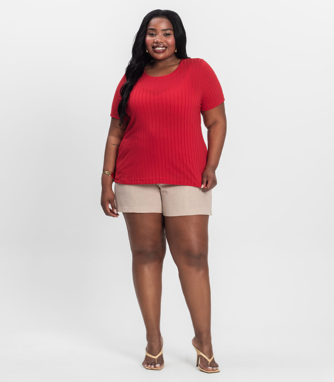 Blusa Canelada Plus Infinita Cor Vermelho - Imagem 18