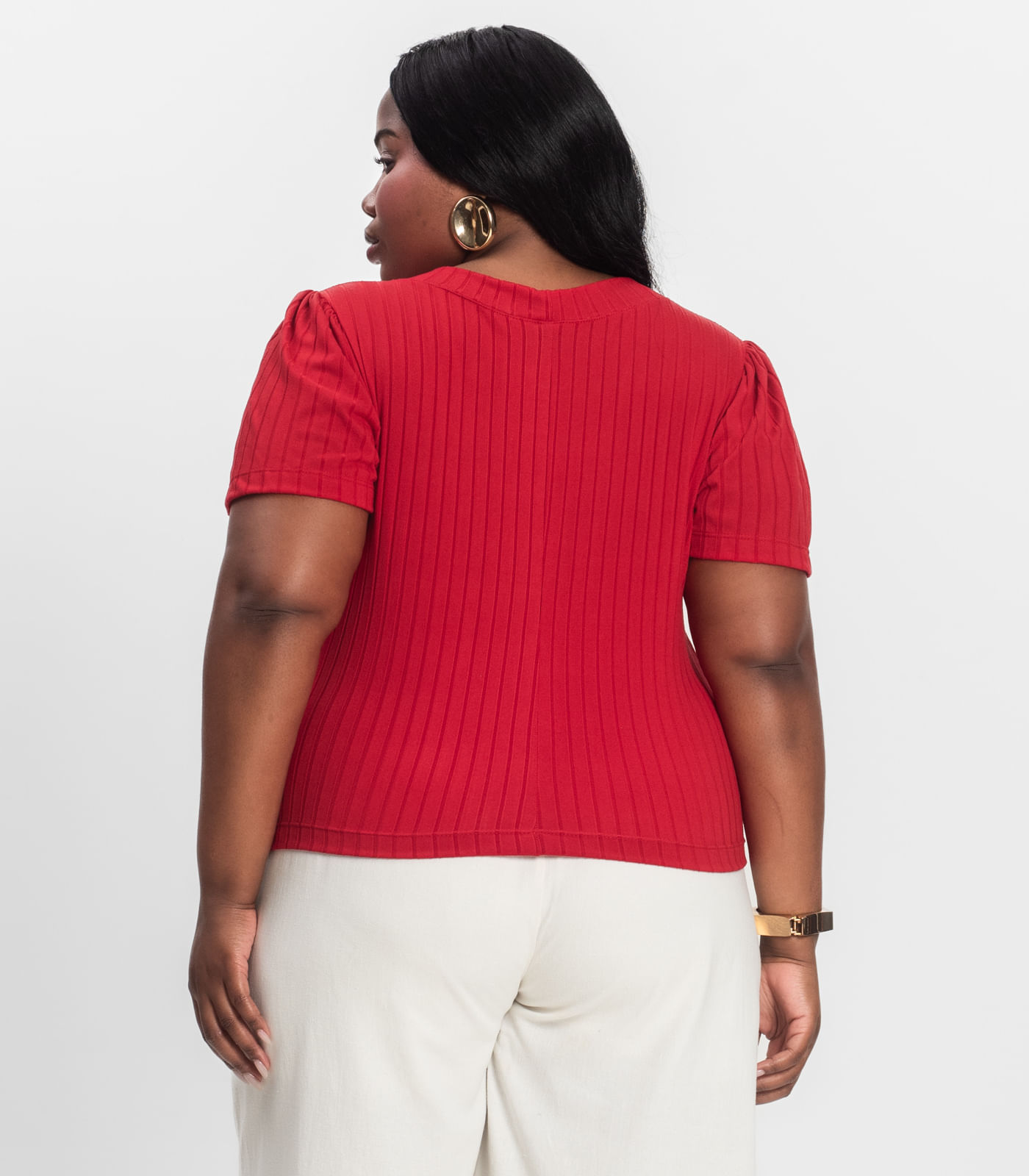 Blusa Malha Delicate Plus Infinita Cor Vermelho - Imagem 9