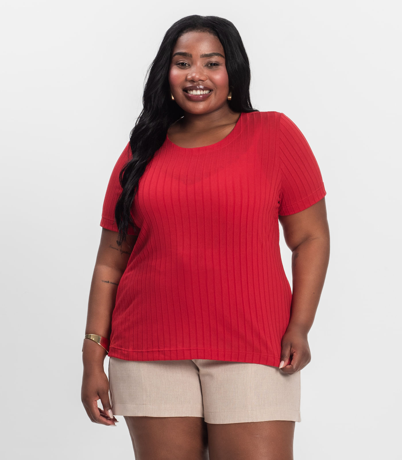 Blusa Malha Delicate Plus Infinita Cor Vermelho - Imagem 13