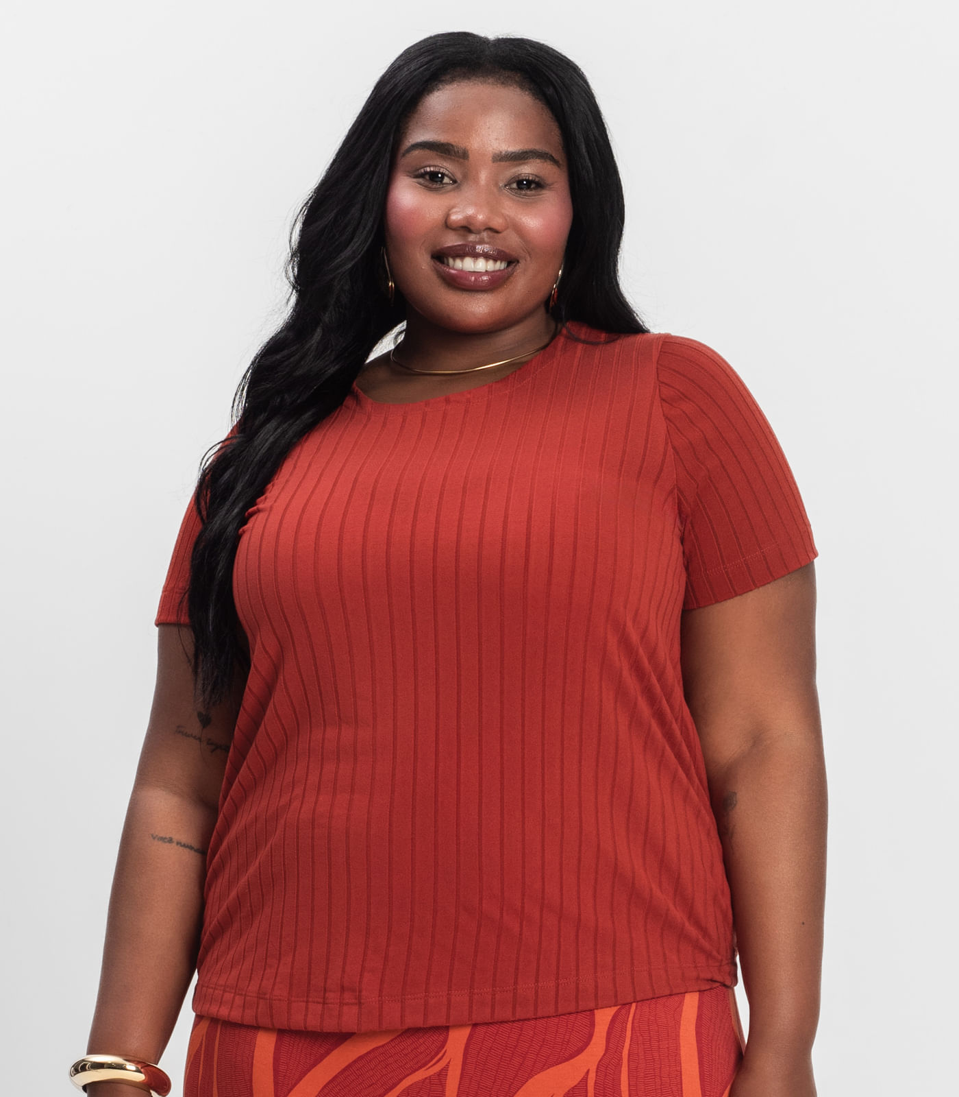 Blusa Malha Delicate Plus Infinita Cor Laranja - Imagem 20