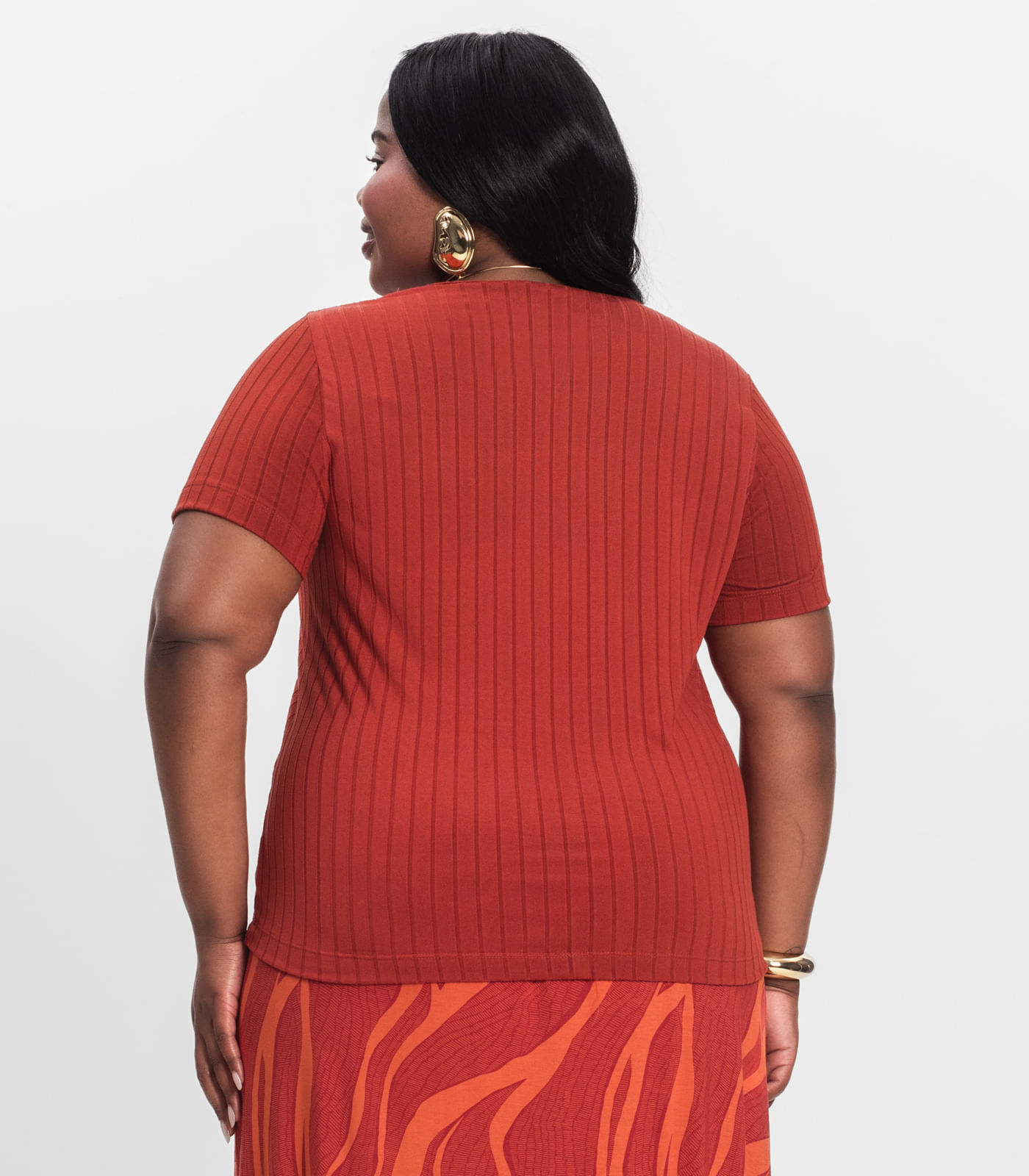 Blusa Malha Delicate Plus Infinita Cor Laranja - Imagem 21
