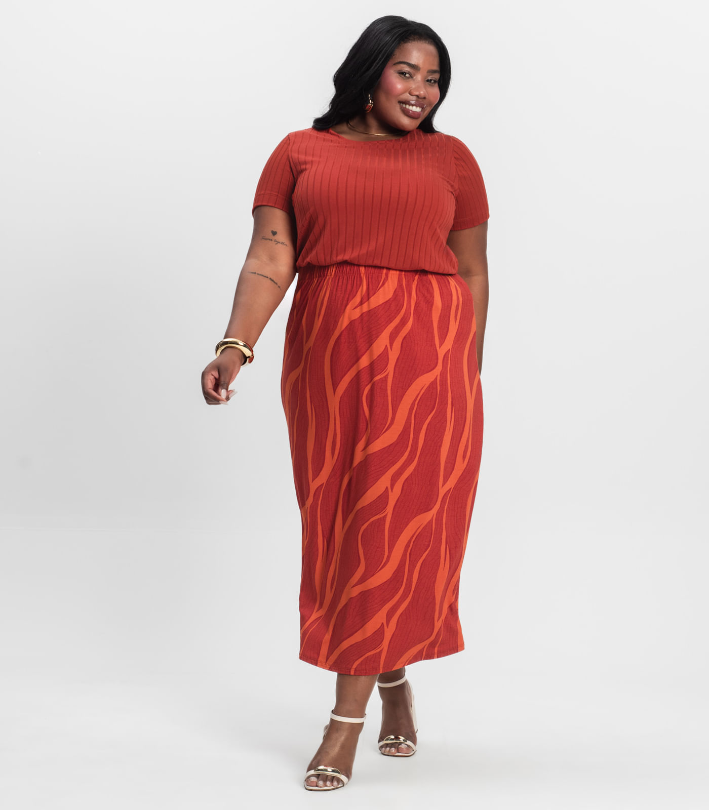 Blusa Malha Delicate Plus Infinita Cor Laranja - Imagem 22