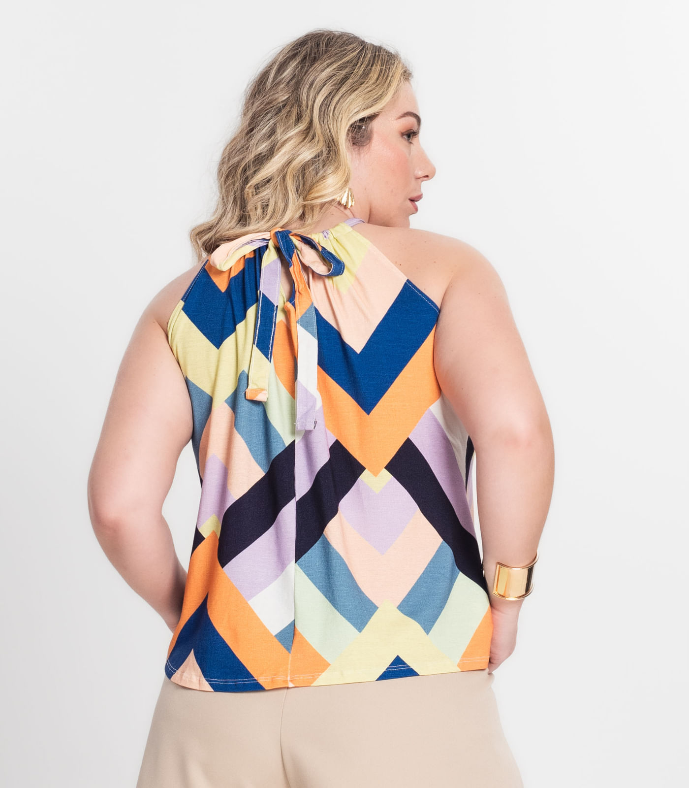 Blusa de Alça Plus Size Infinita Cor Laranja - Imagem 25