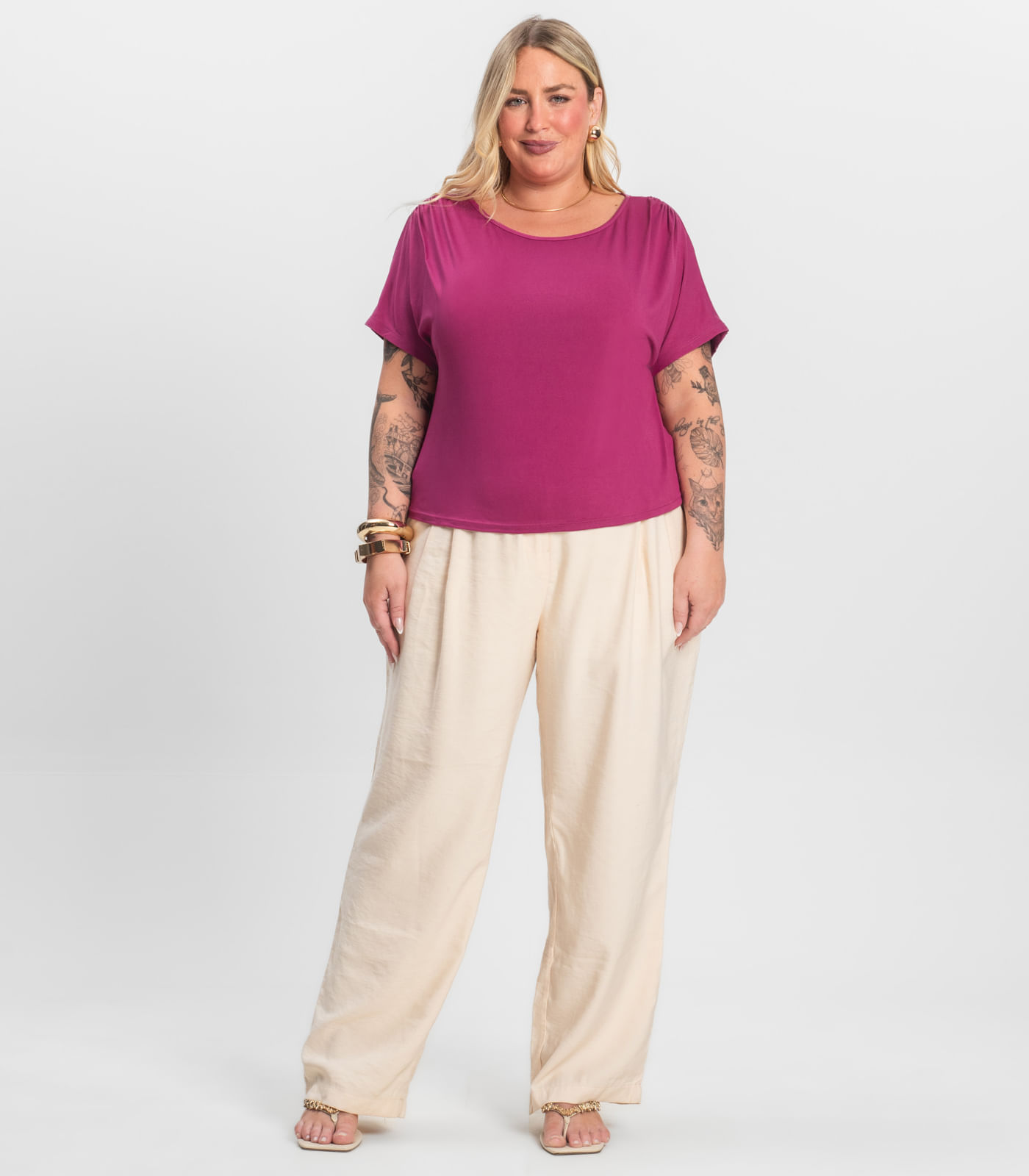 Blusa Lisa Plus Infinita Cor Roxo - Imagem 10