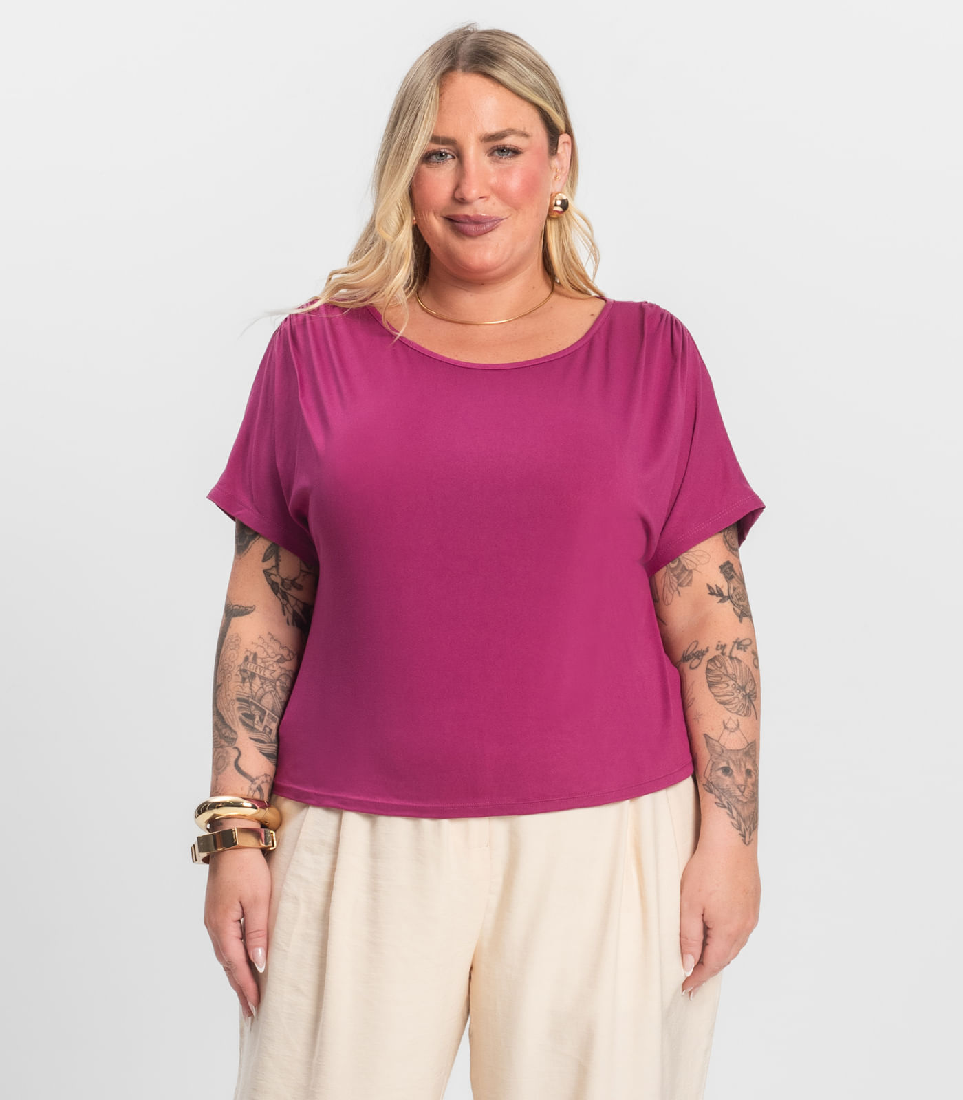 Blusa Lisa Plus Infinita Cor Roxo - Imagem 19