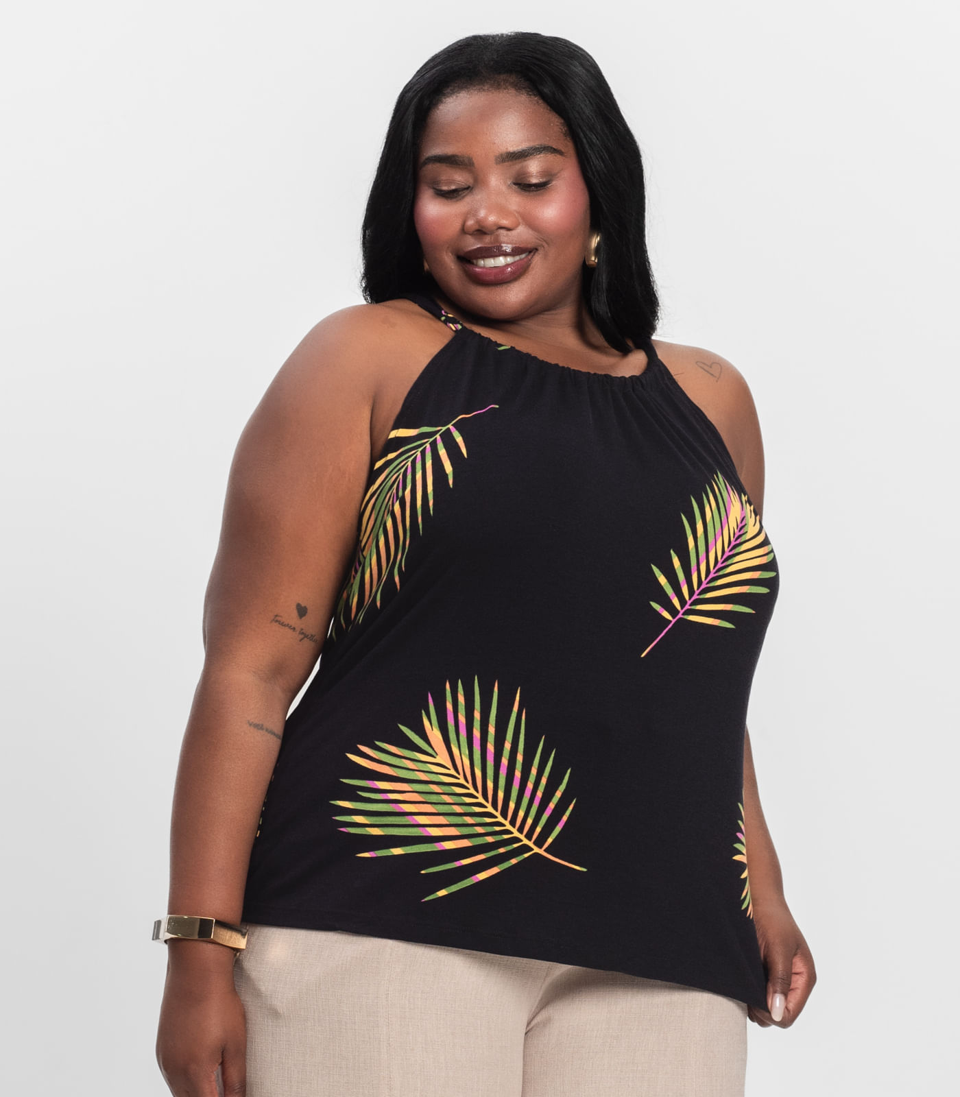 Blusa de Alça Plus Size Infinita Cor Laranja - Imagem 8