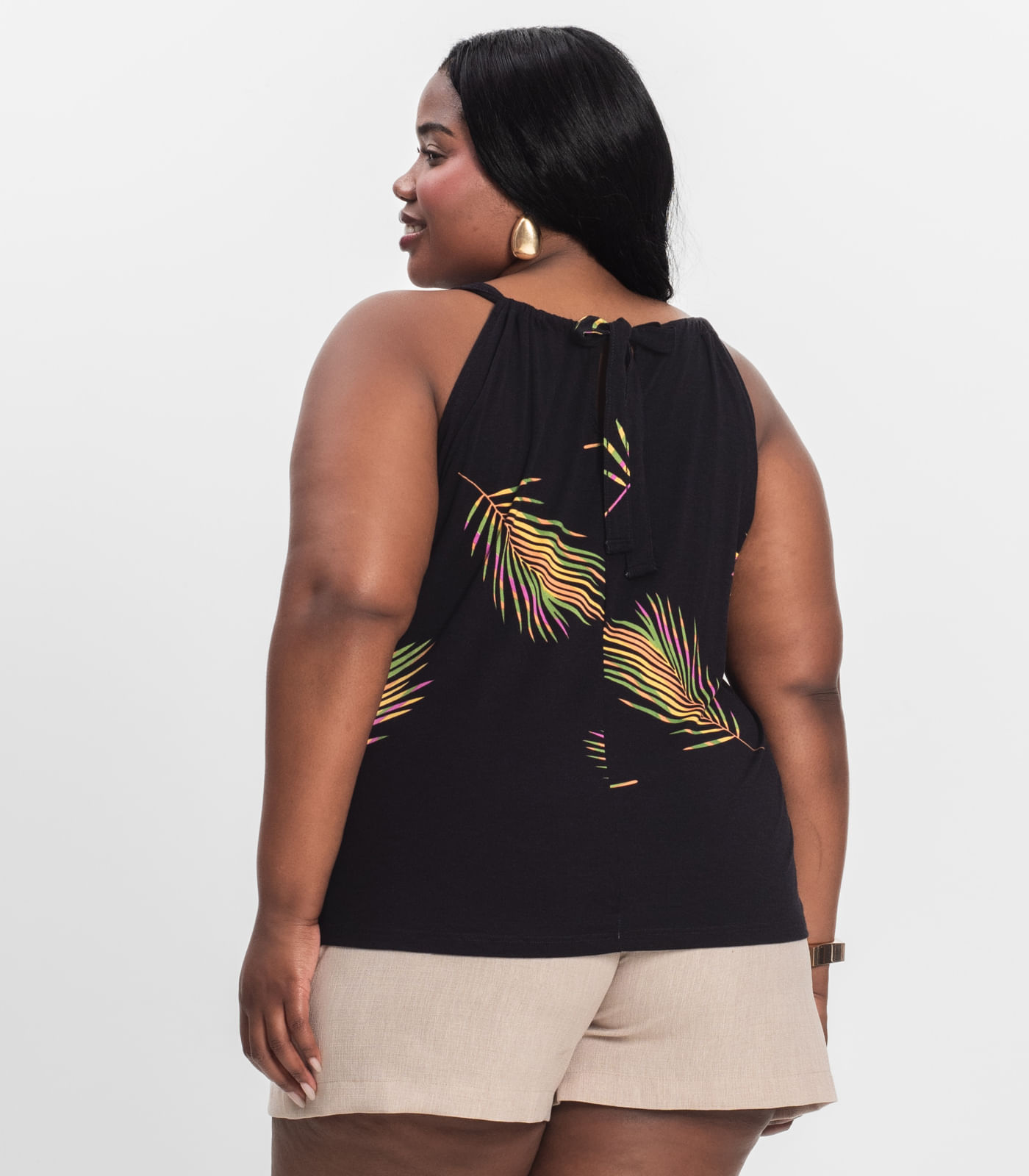 Blusa de Alça Plus Size Infinita Cor Laranja - Imagem 9