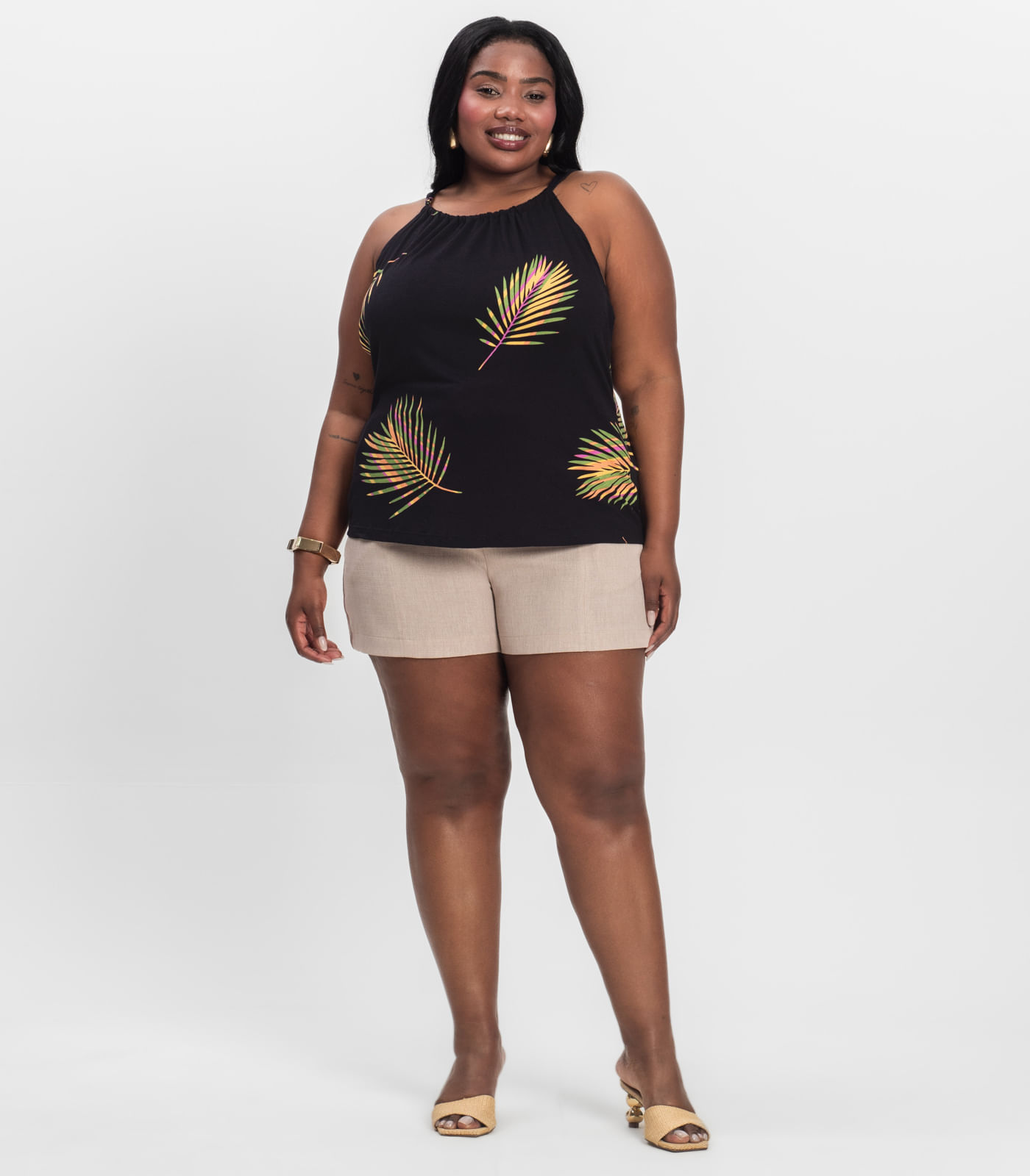 Blusa de Alça Plus Size Infinita Cor Laranja - Imagem 10
