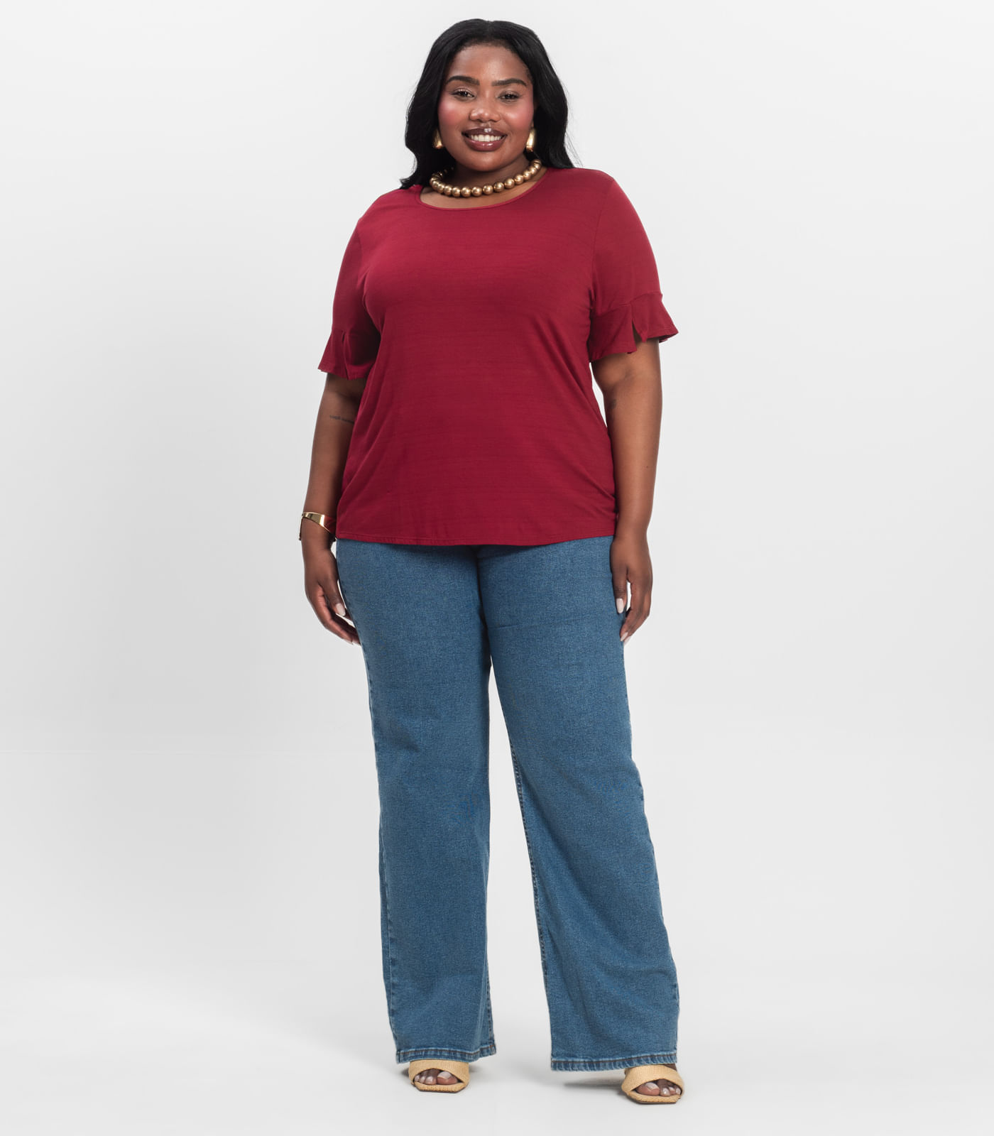 Blusa Plus Size Infinita Cor Rovitex Vermelho - Imagem 4