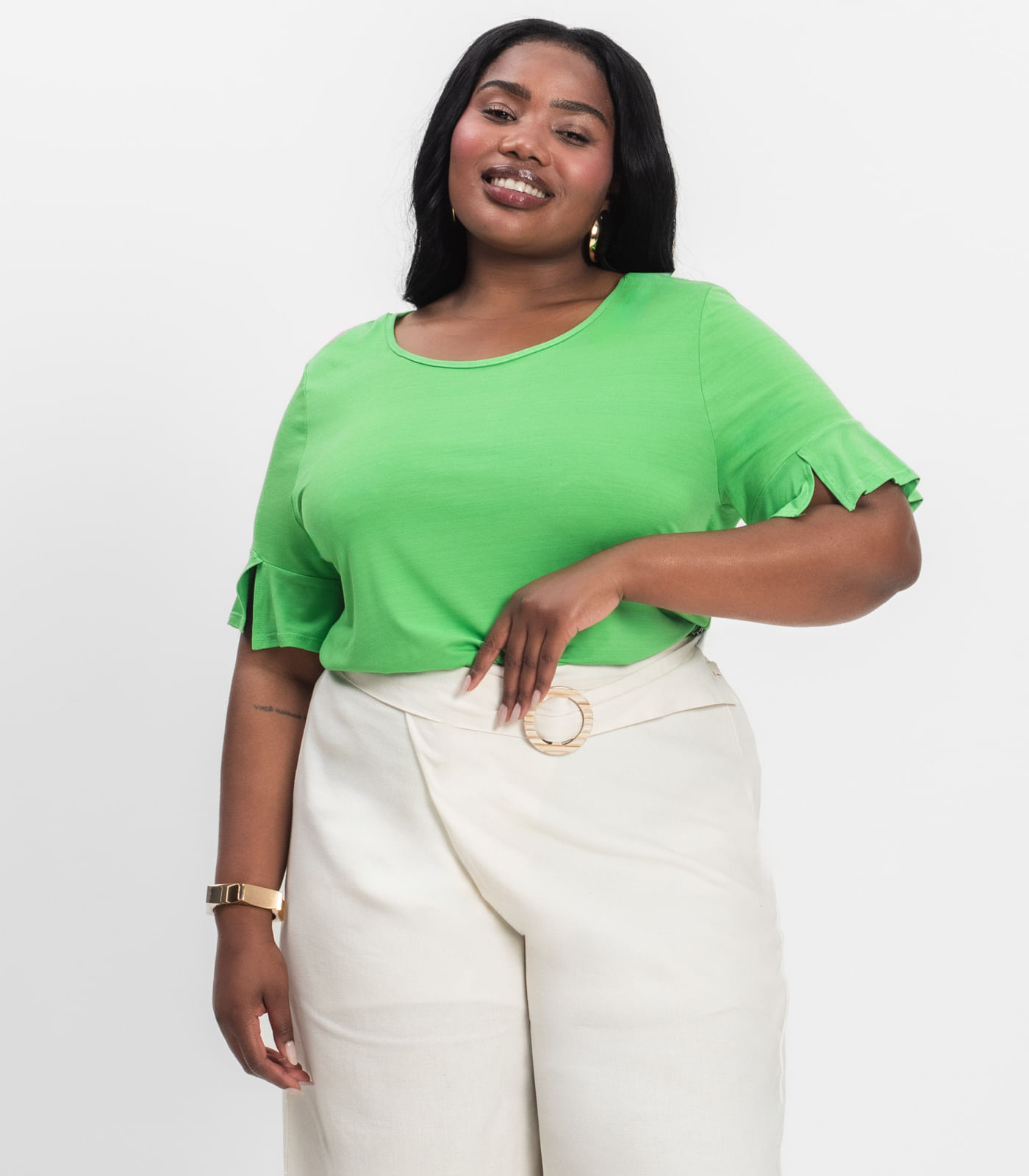 Blusa Plus Size Infinita Cor Rovitex Verde - Imagem 7