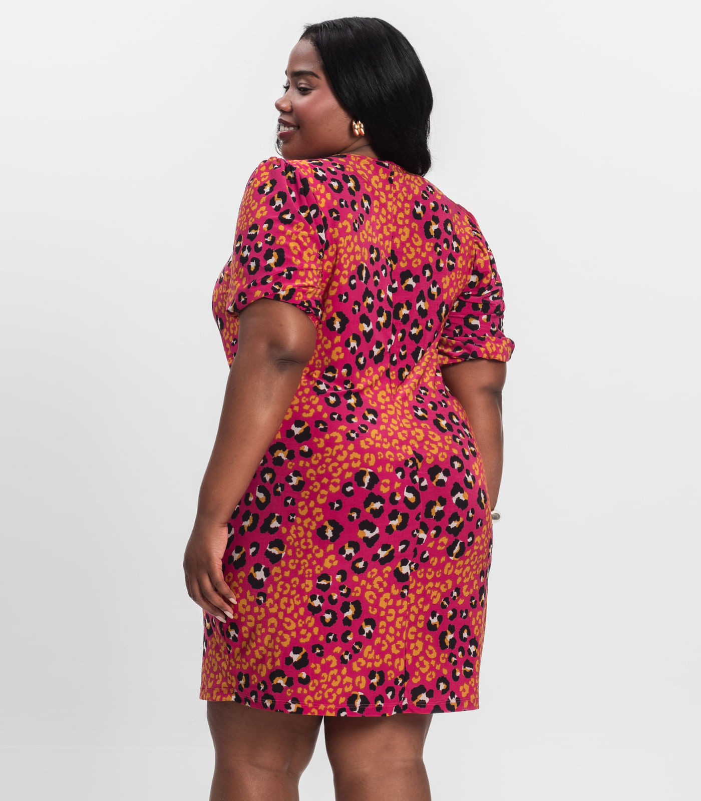 Vestido Malha Fria Plus Infinita Cor Rosa - Imagem 9