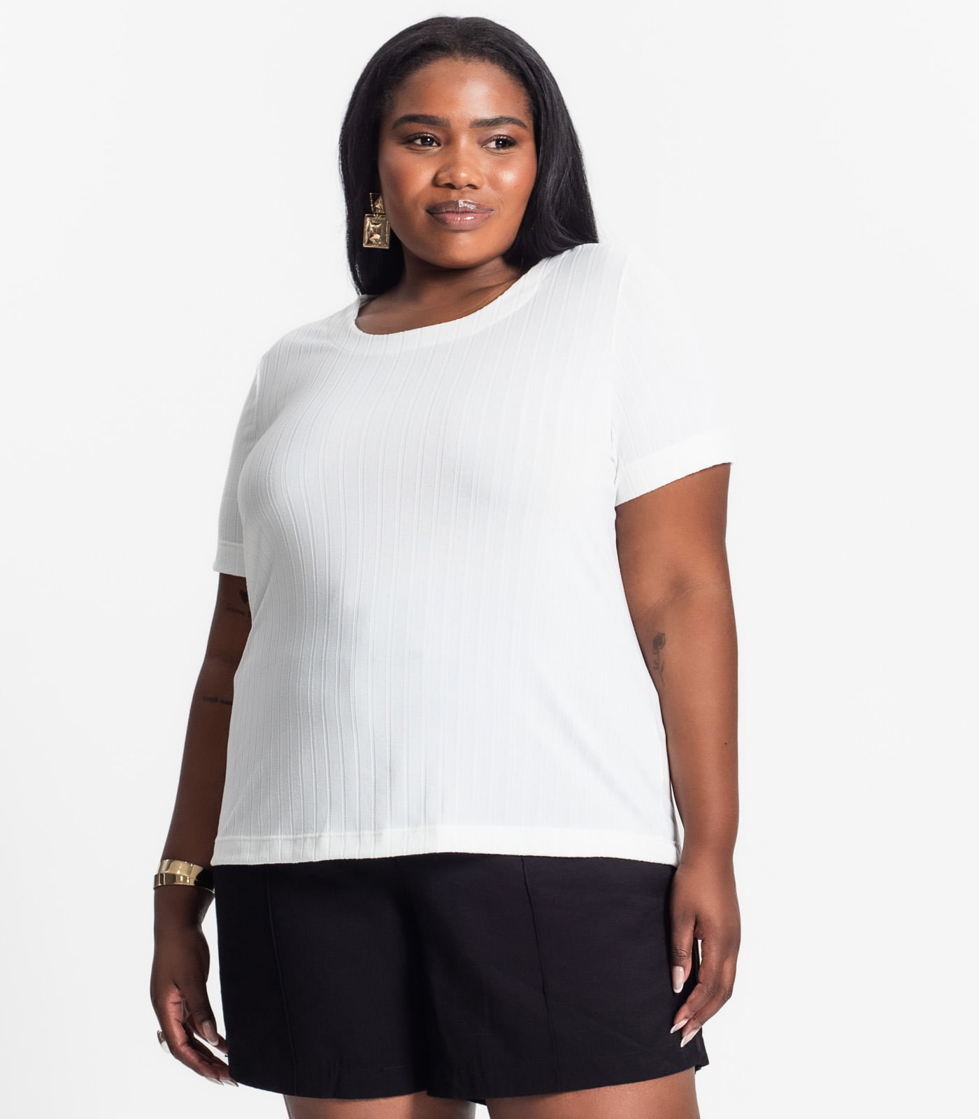 Blusa Malha Delicate Plus Infinita Cor Bege - Imagem 22