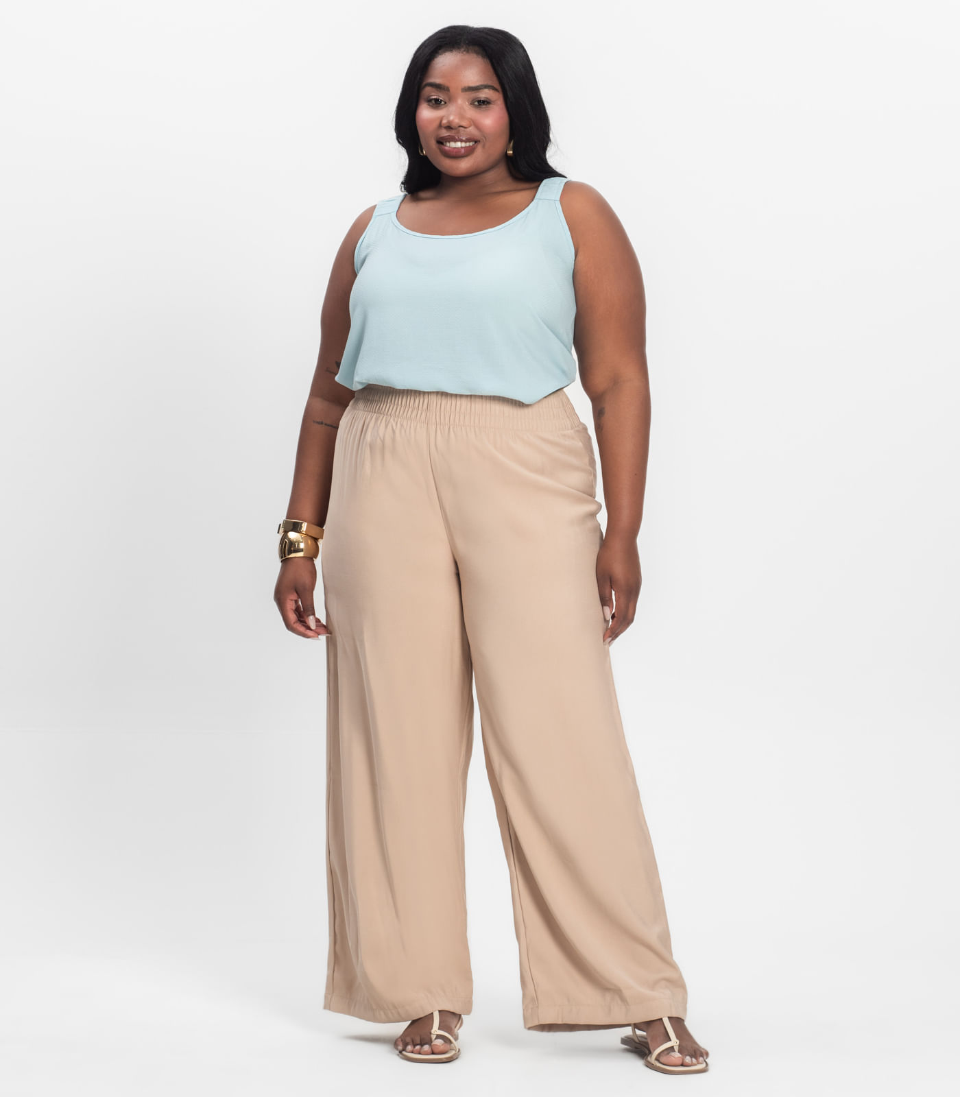 Regata Feminina Plus Size Infinita Cor Azul - Imagem 10