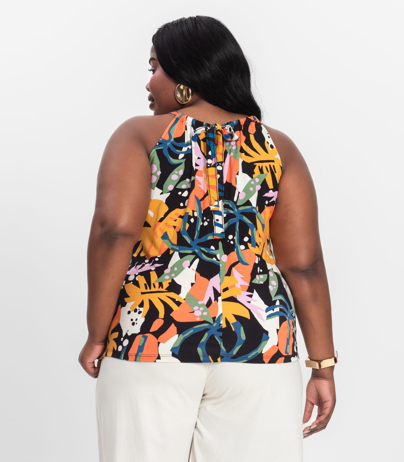 Blusa de Alça Plus Size Infinita Cor Azul - Imagem 9