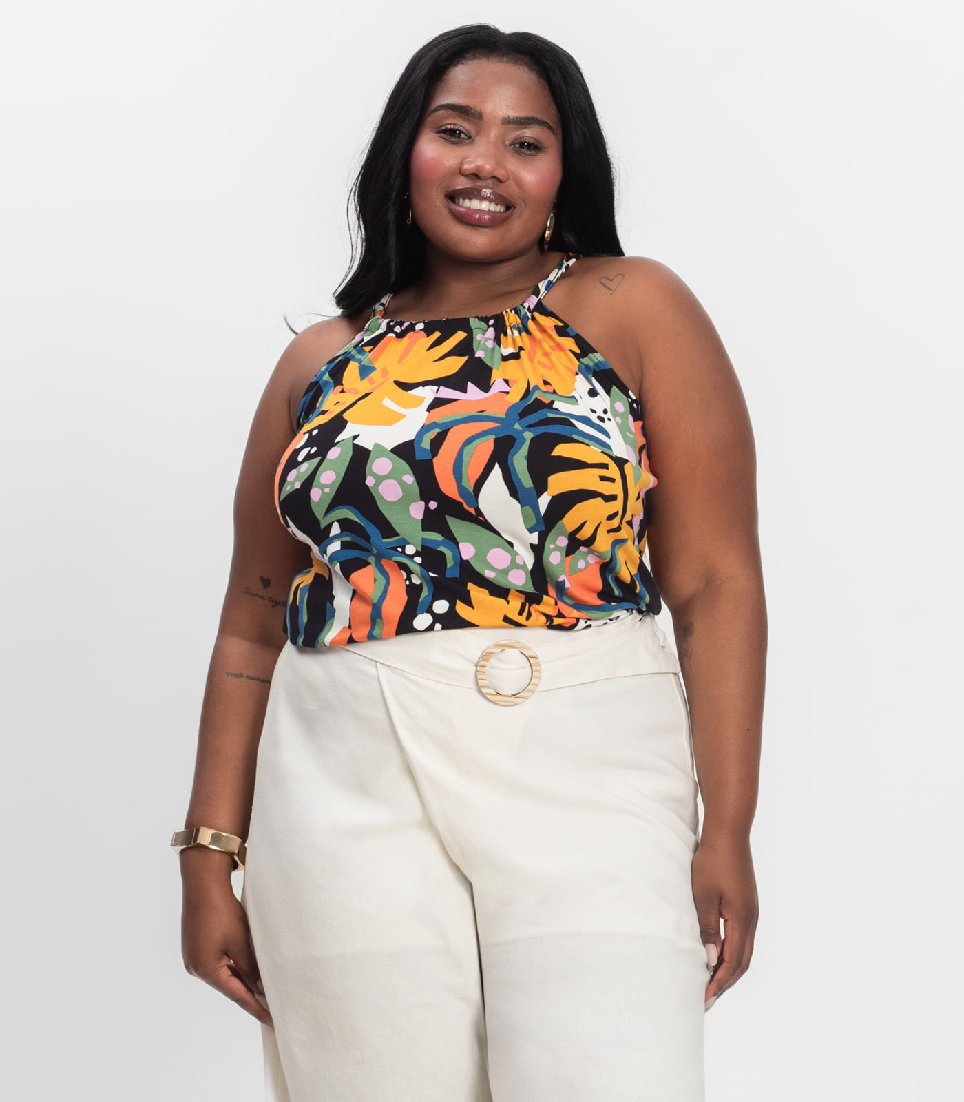 Blusa de Alça Plus Size Infinita Cor Azul - Imagem 13