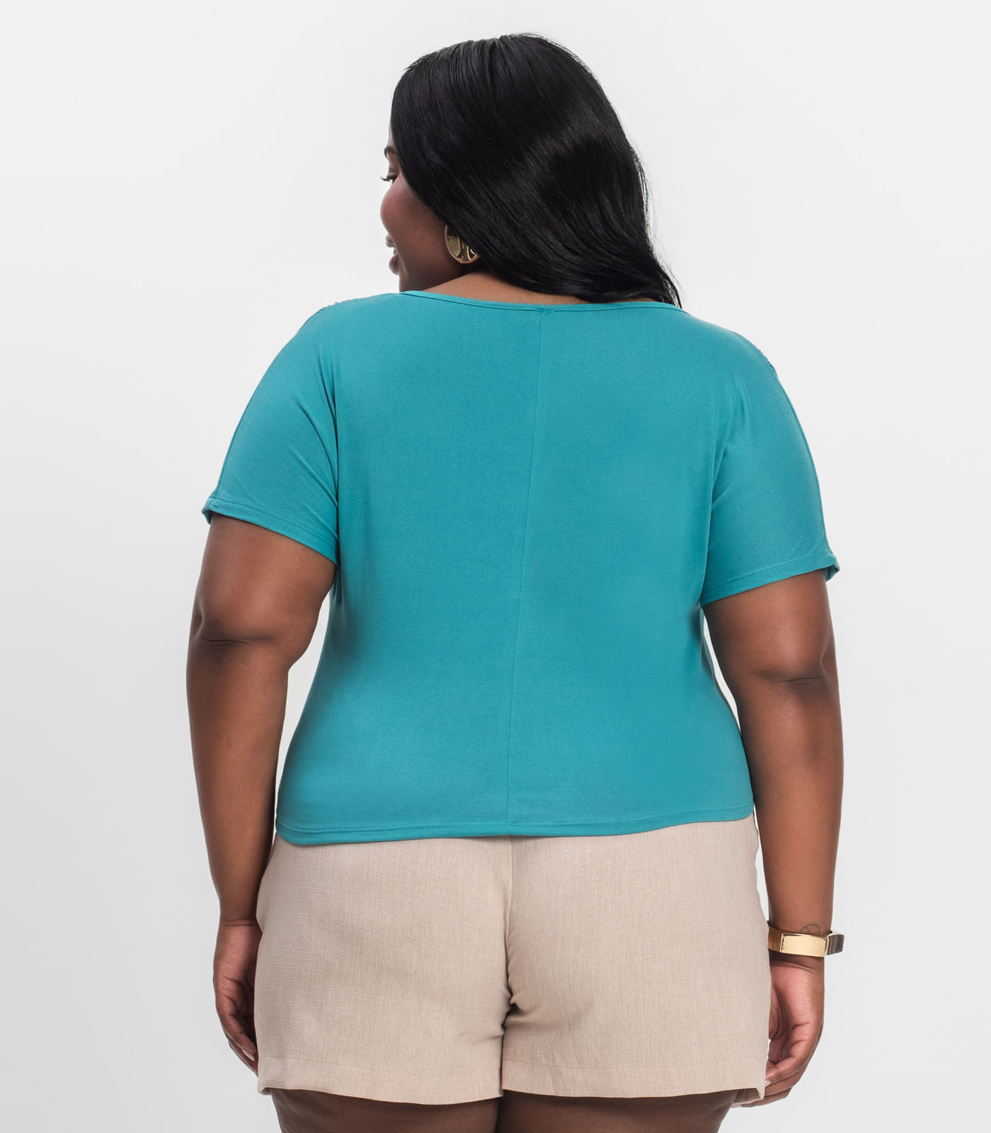 Blusa Lisa Plus Infinita Cor Azul - Imagem 3