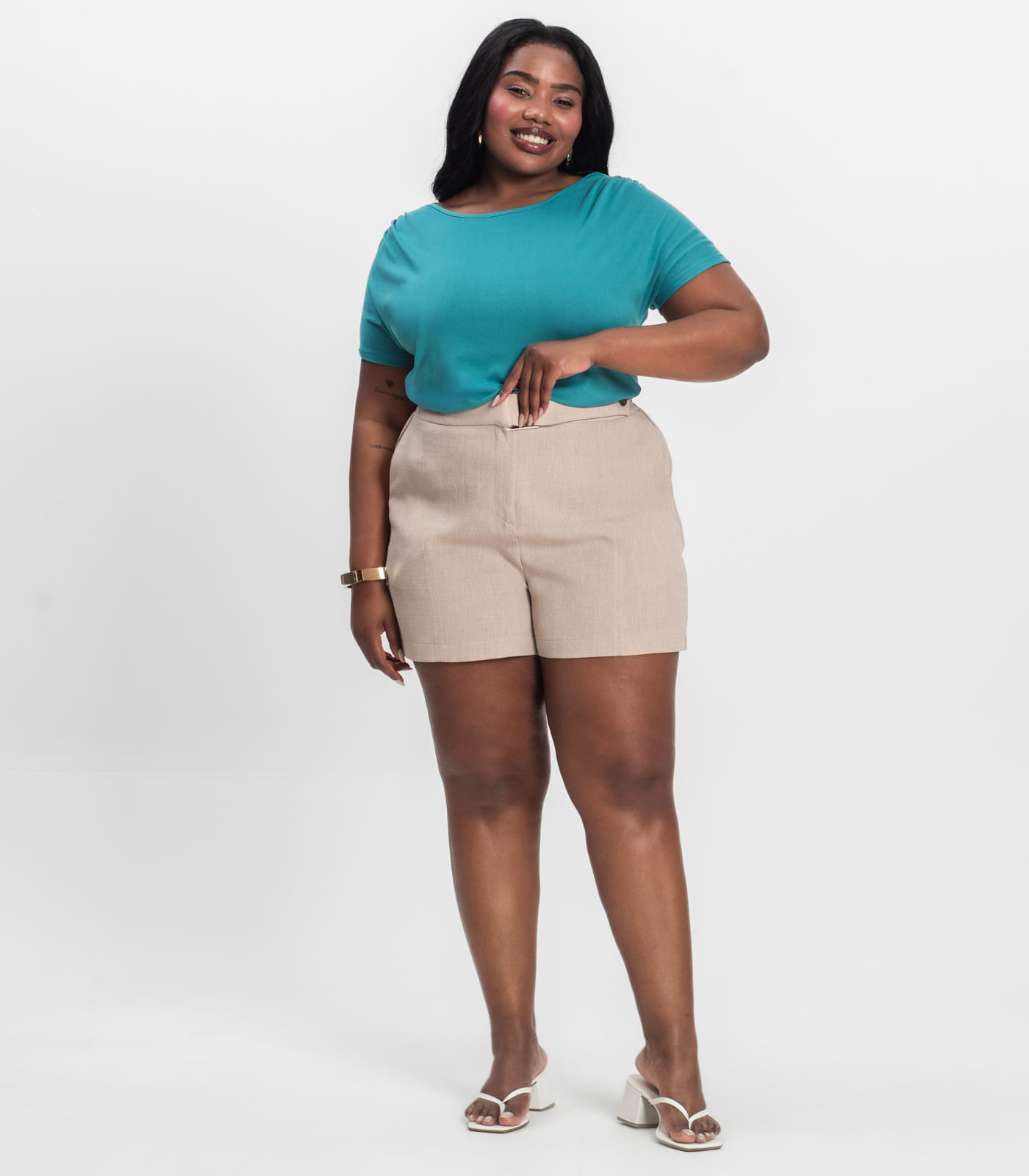 Blusa Lisa Plus Infinita Cor Azul - Imagem 4