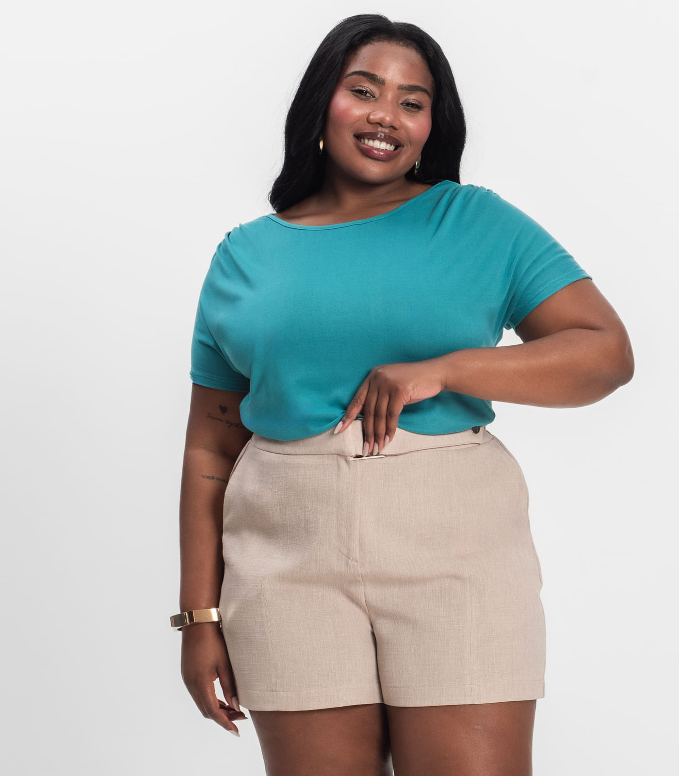 Blusa Lisa Plus Infinita Cor Azul - Imagem 7