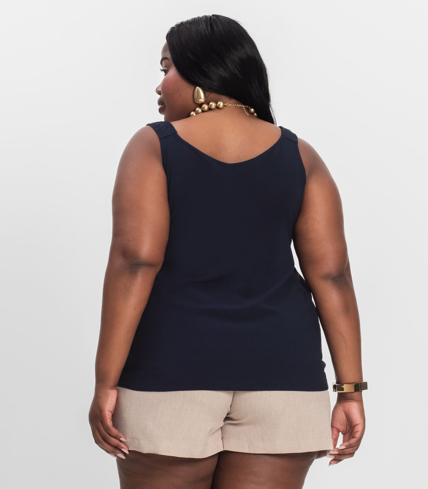 Regata Feminina Plus Size Infinita Cor Azul - Imagem 3