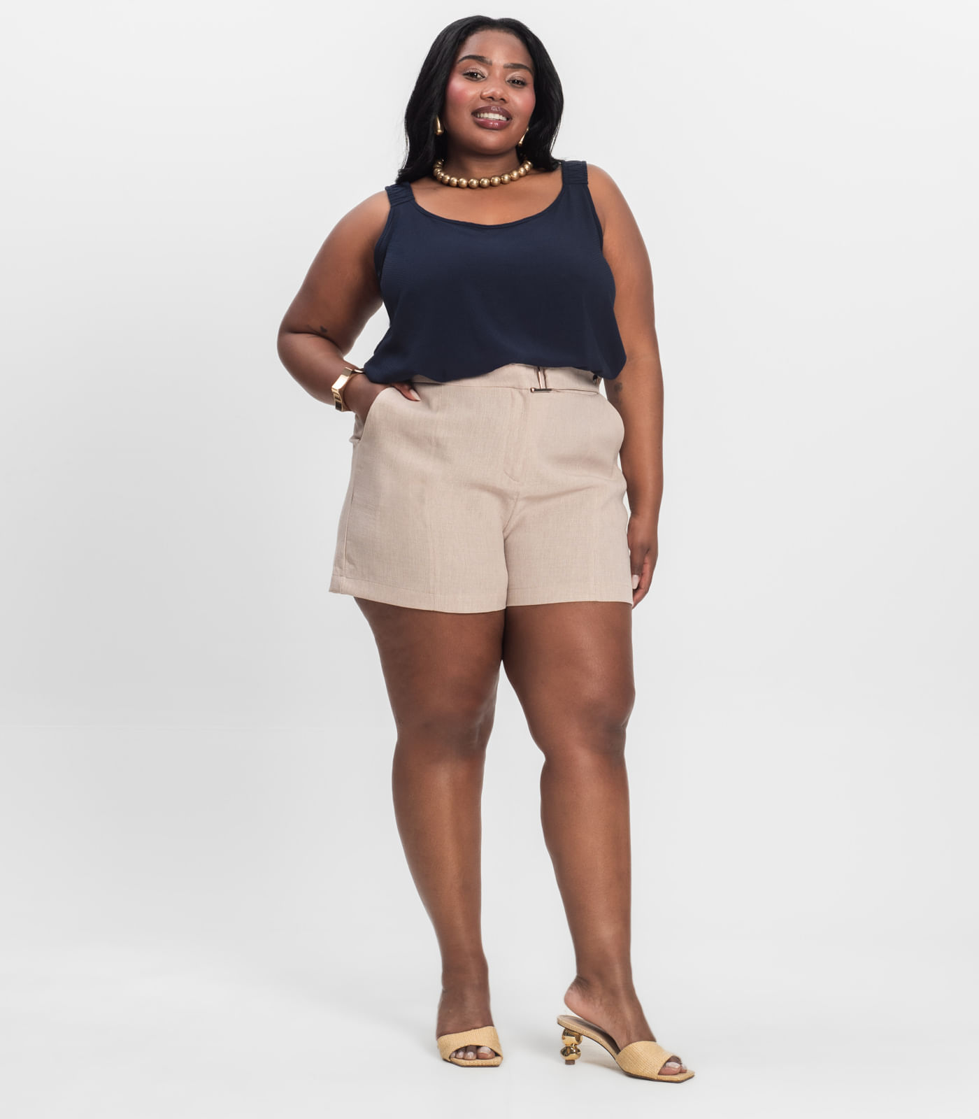 Regata Feminina Plus Size Infinita Cor Azul - Imagem 10
