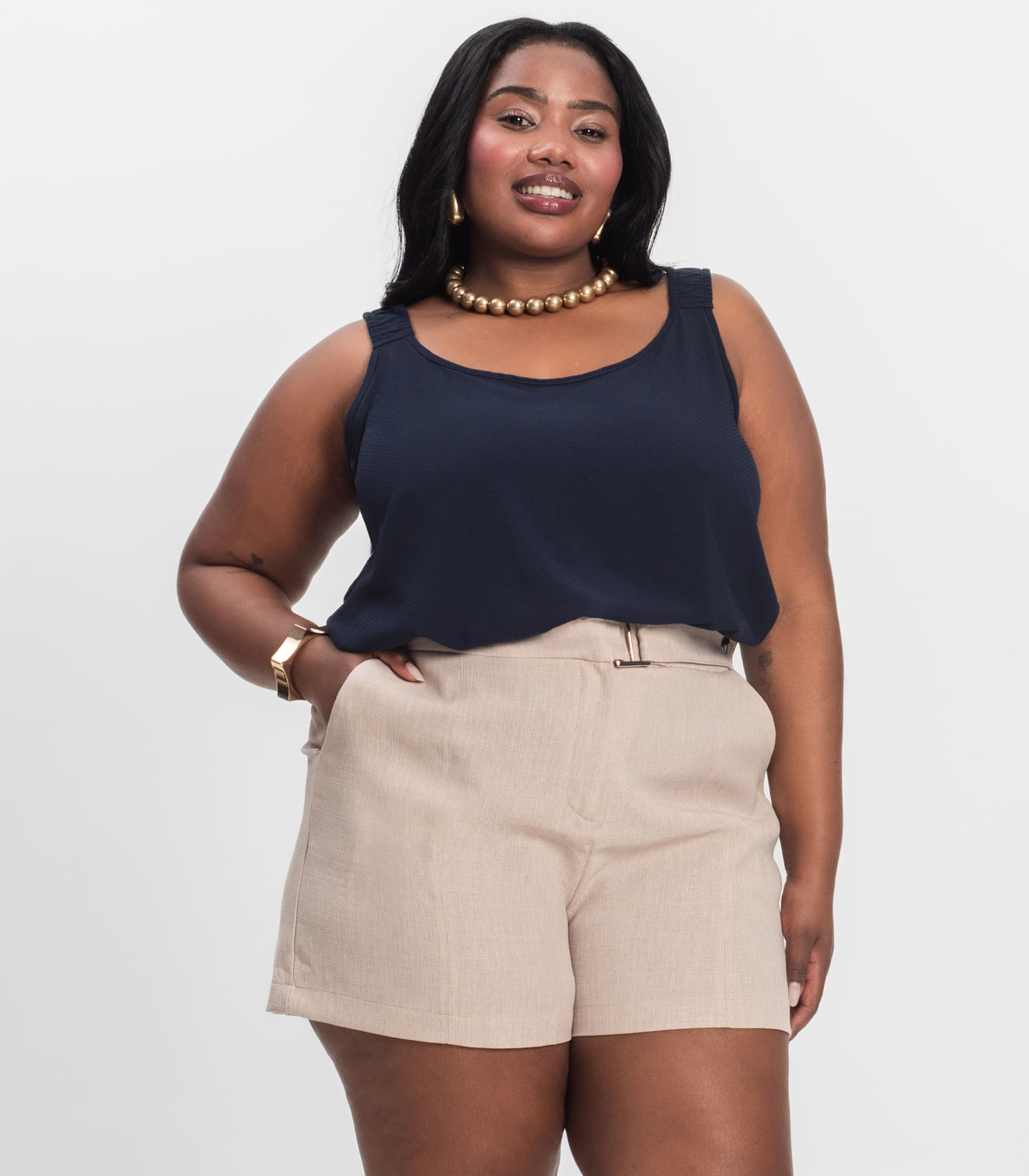 Regata Feminina Plus Size Infinita Cor Azul - Imagem 19