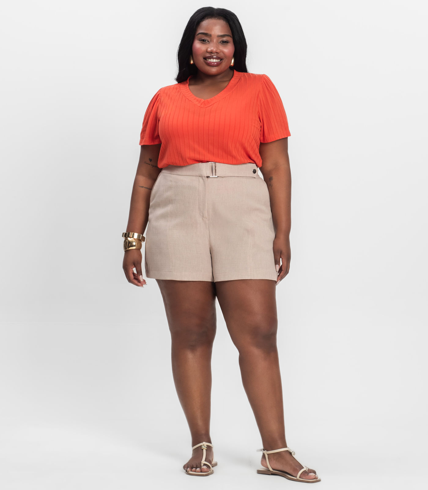 Blusa Canelada Plus Infinita Cor Vermelho - Imagem 10