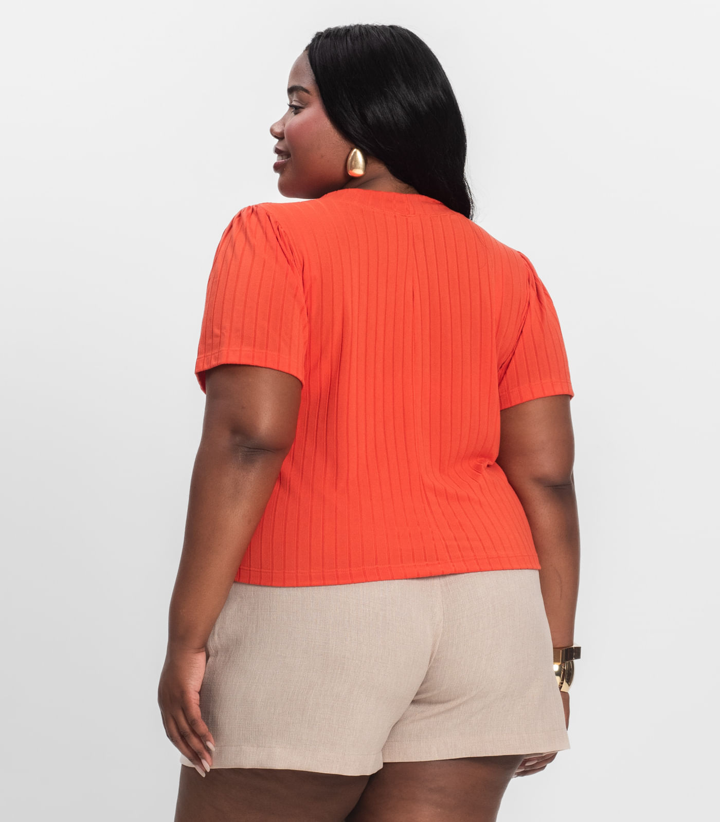 Blusa Canelada Plus Infinita Cor Vermelho - Imagem 15