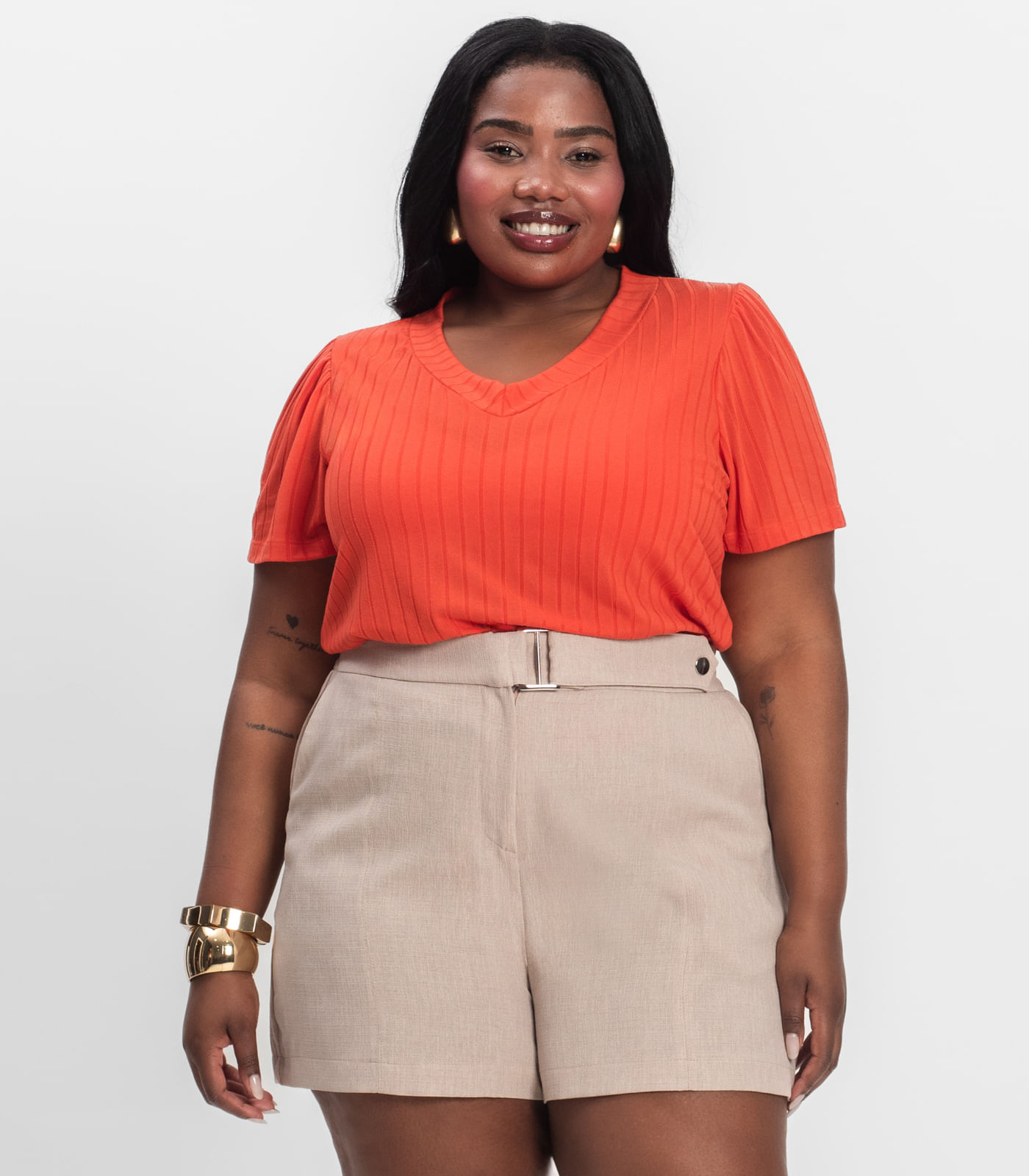 Blusa Canelada Plus Infinita Cor Vermelho - Imagem 19