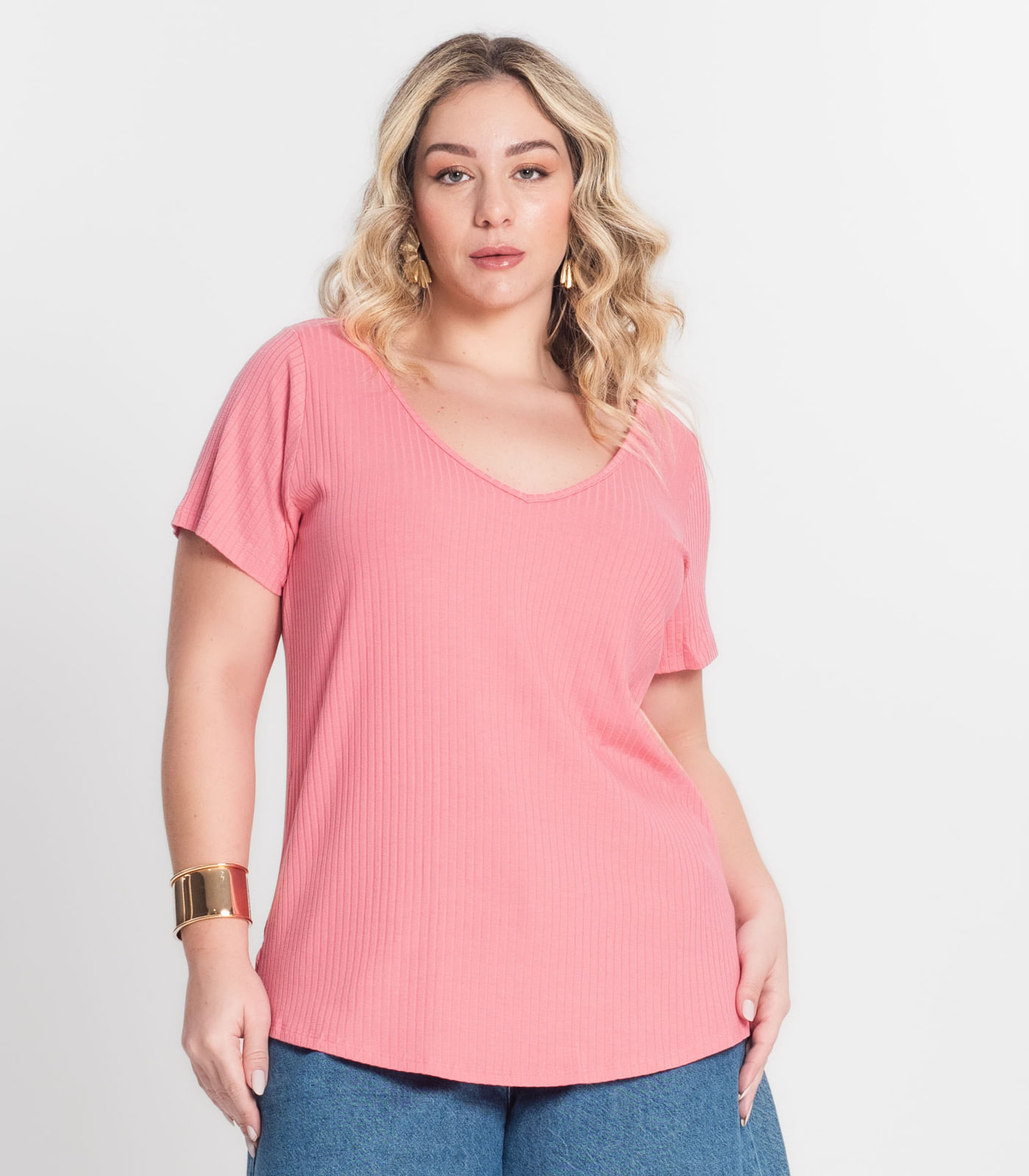 Blusa Feminina Plus Size da Infinita Cor Rosa - Imagem 3