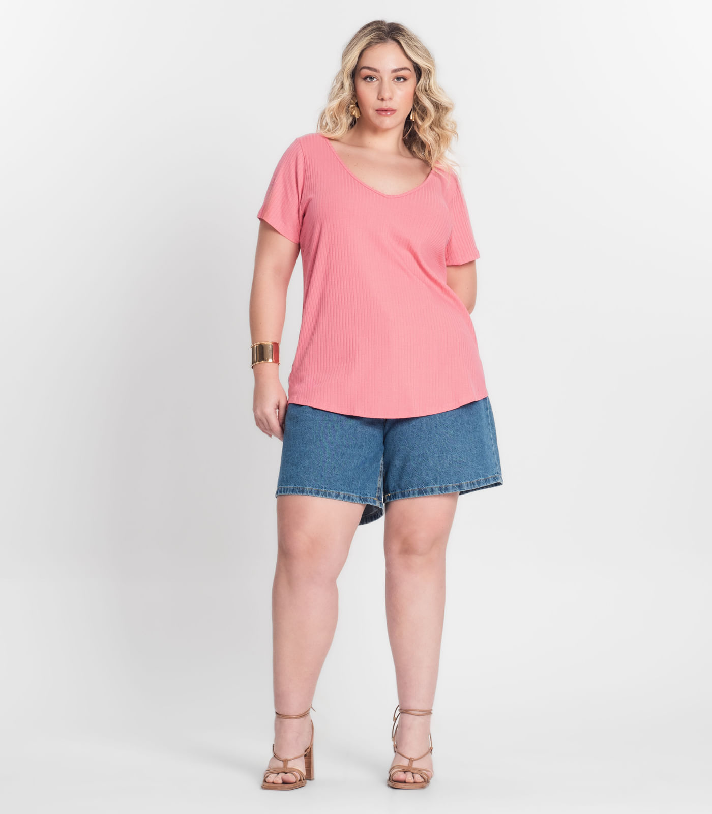 Blusa Feminina Plus Size da Infinita Cor Rosa - Imagem 17