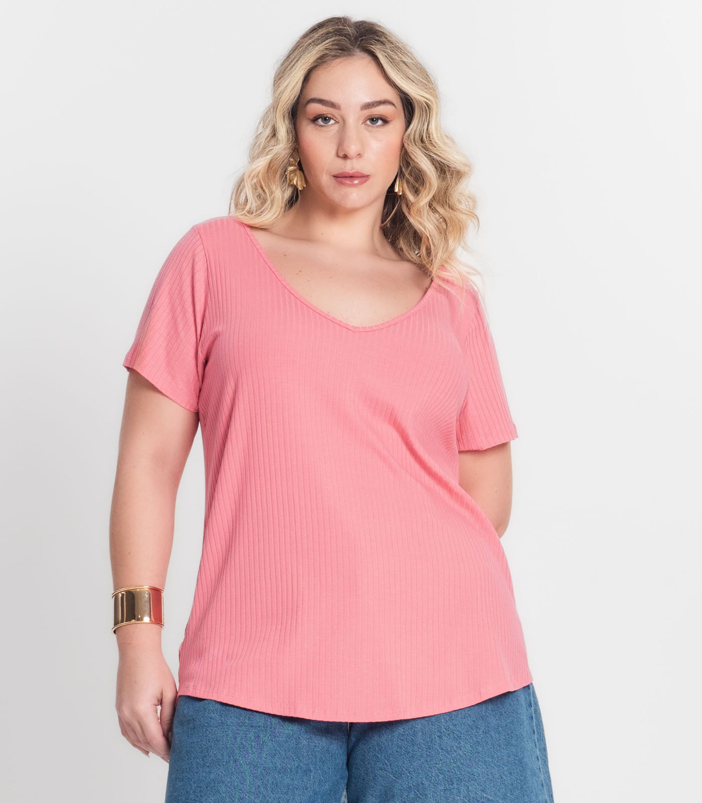 Blusa Feminina Plus Size da Infinita Cor Rosa - Imagem 32