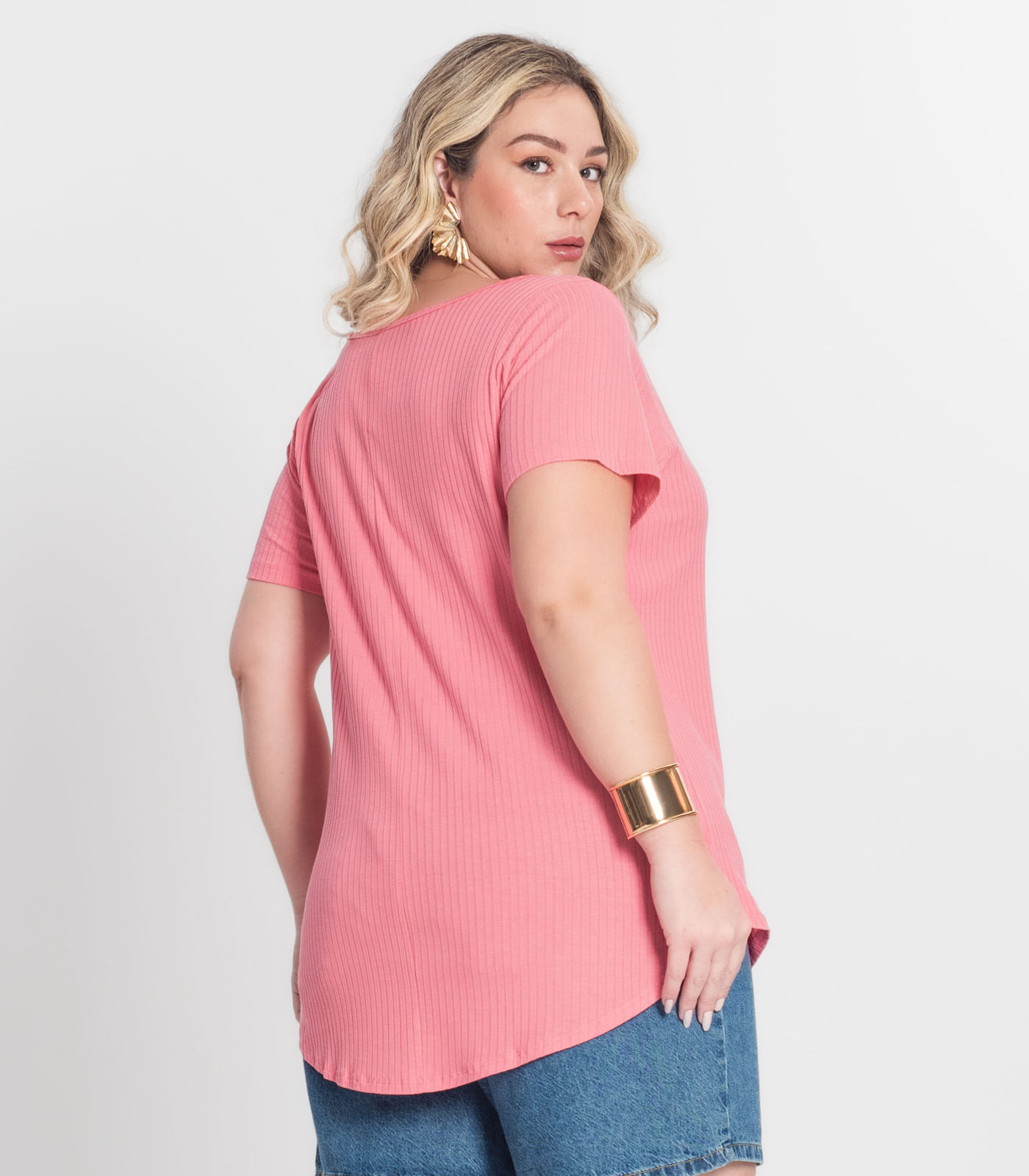 Blusa Feminina Plus Size da Infinita Cor Rosa - Imagem 35