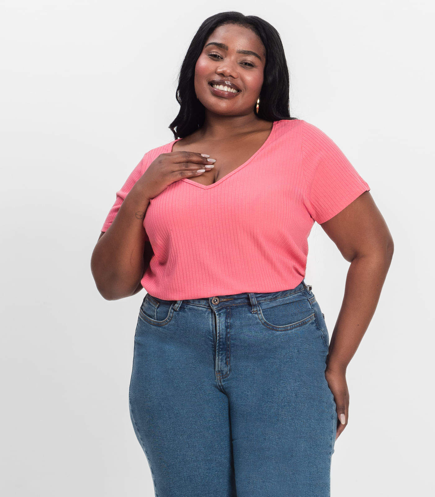 Blusa Feminina Plus Size da Infinita Cor Rosa - Imagem 21