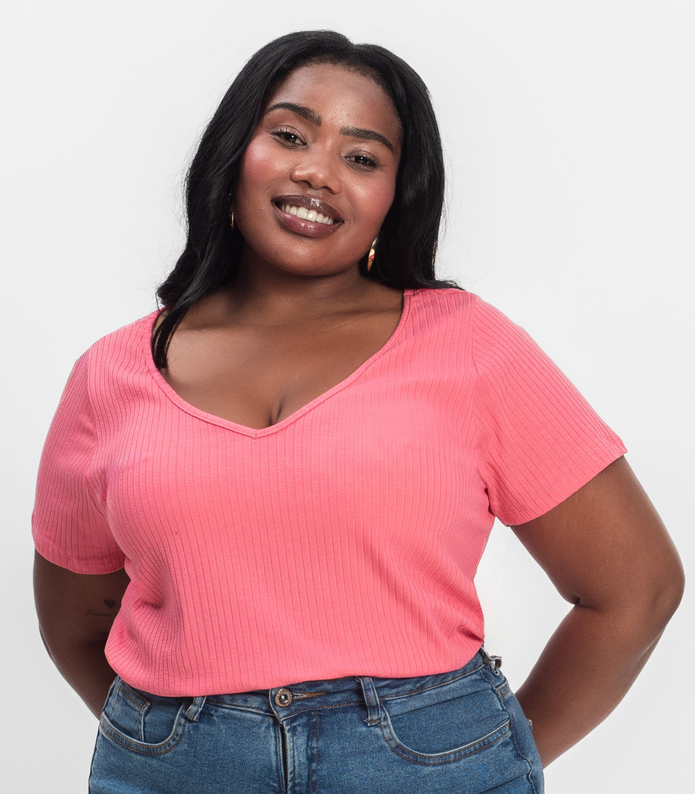 Blusa Feminina Plus Size da Infinita Cor Rosa - Imagem 24