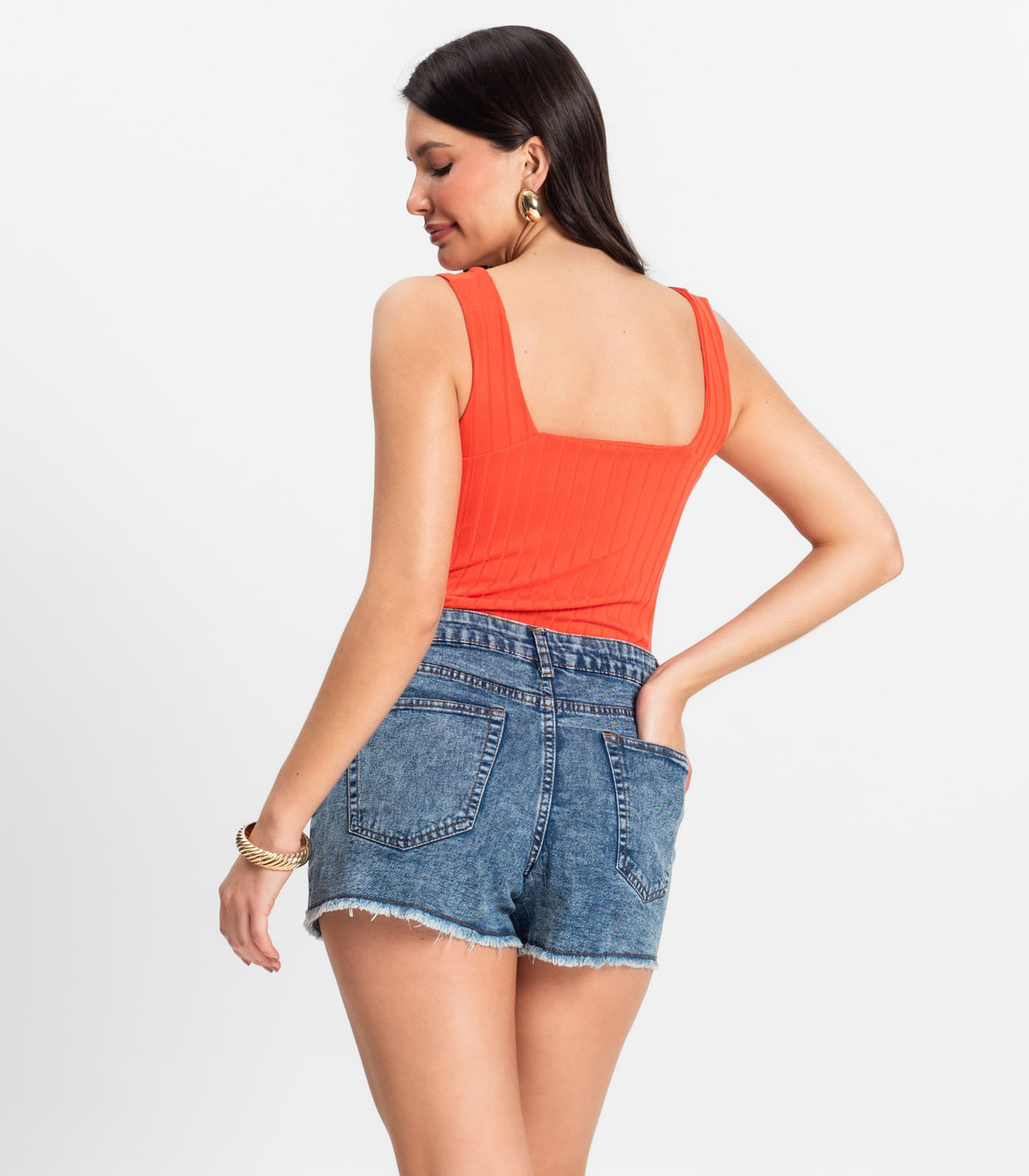 Shorts Jeans Azul Feminino Adulto Básico Select - Imagem 39