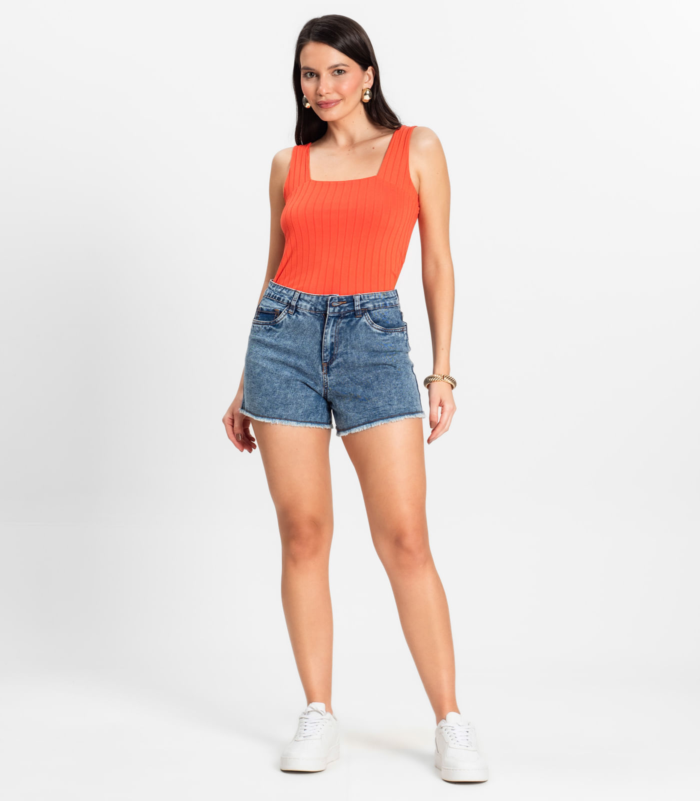 Shorts Jeans Azul Feminino Adulto Básico Select - Imagem 34