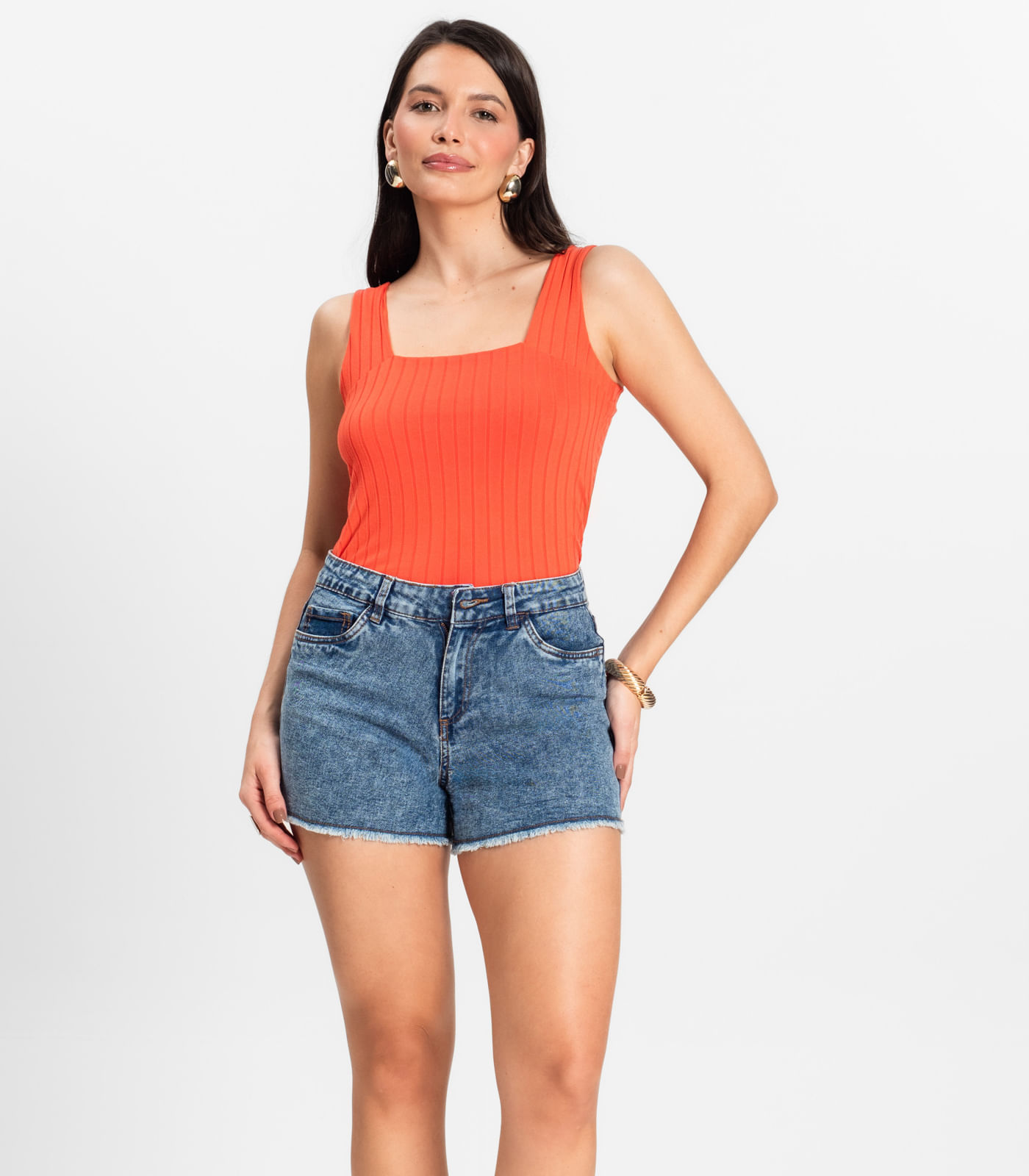 Shorts Jeans Azul Feminino Adulto Básico Select - Imagem 13