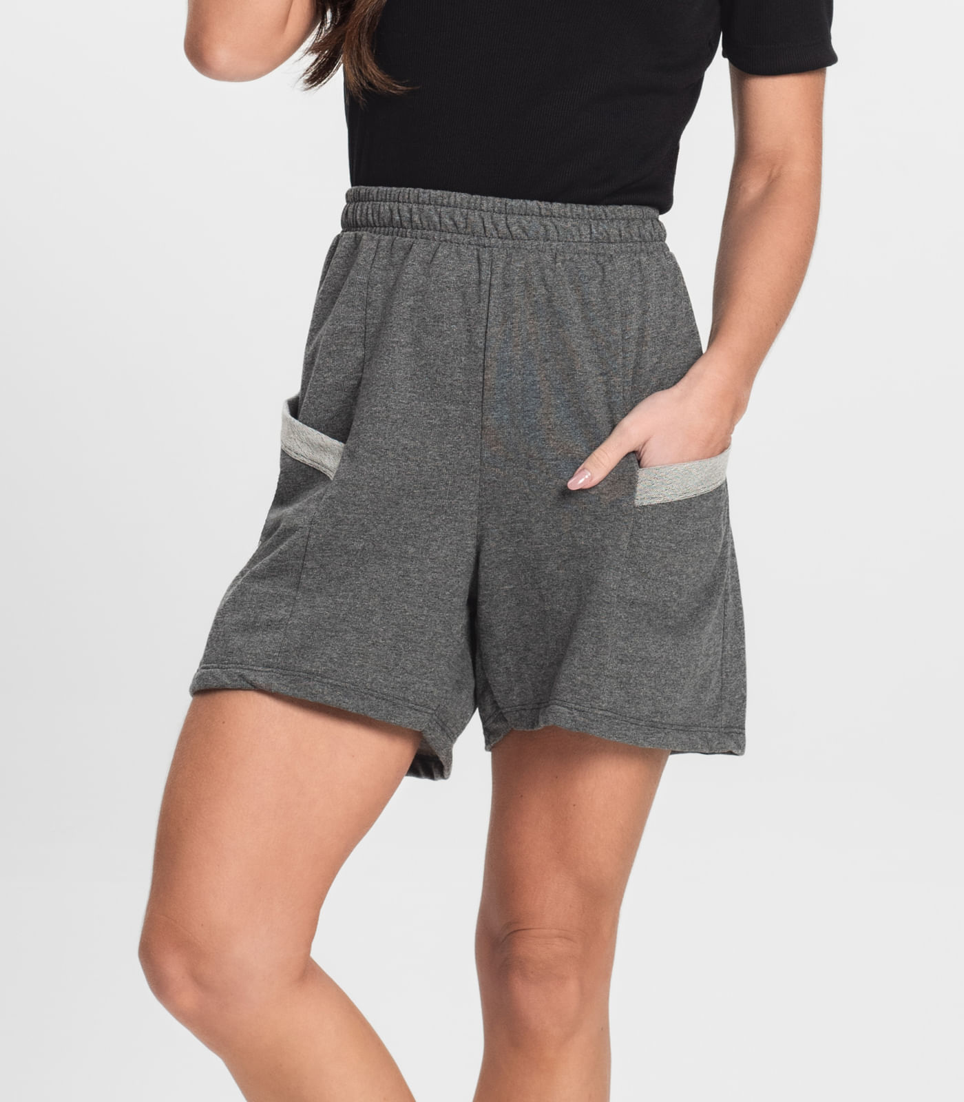 Shorts Feminino Moletinho Infinita Cor Cinza - Imagem 2
