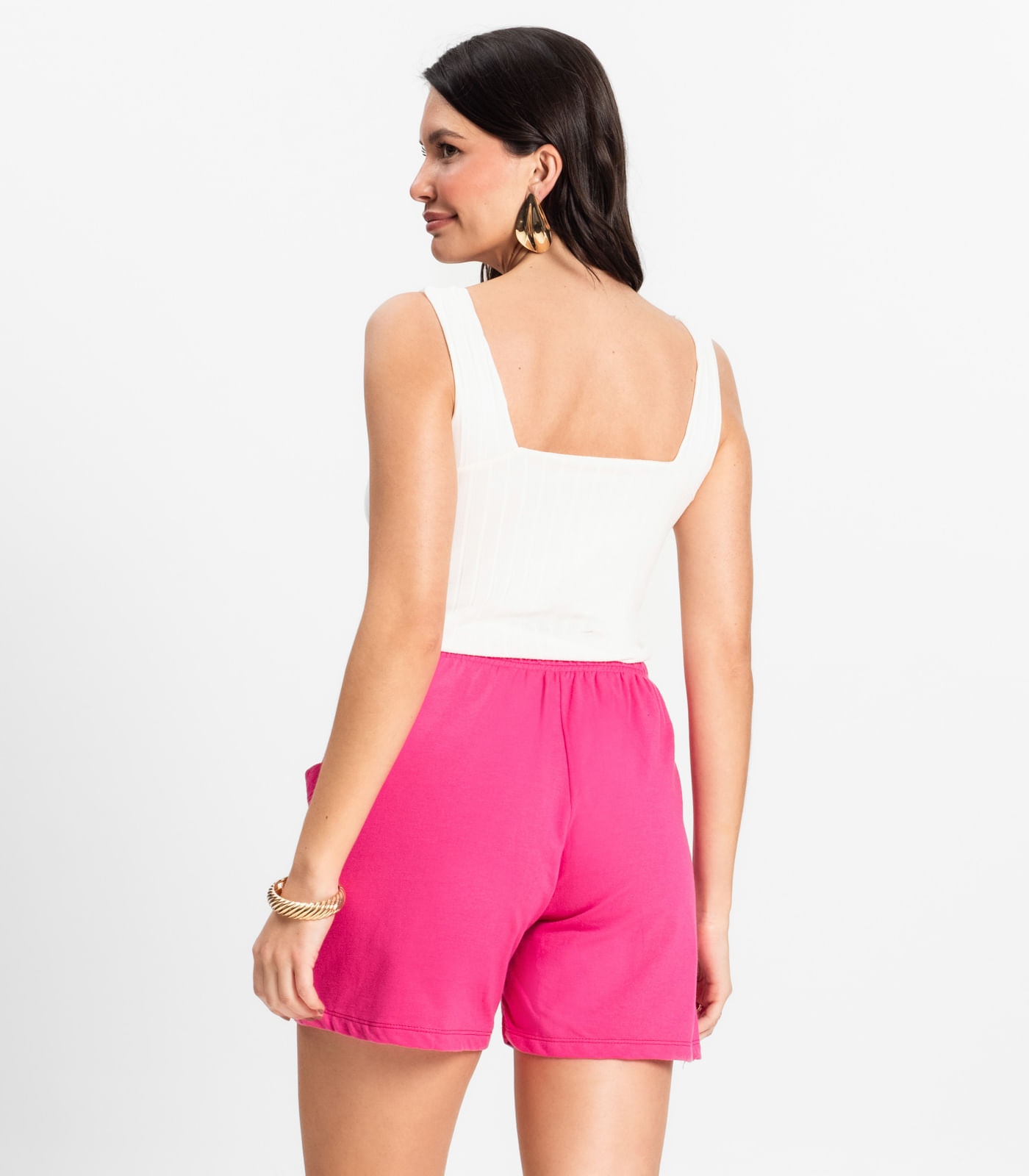 Shorts Feminino Moletinho Infinita Cor Rosa - Imagem 9