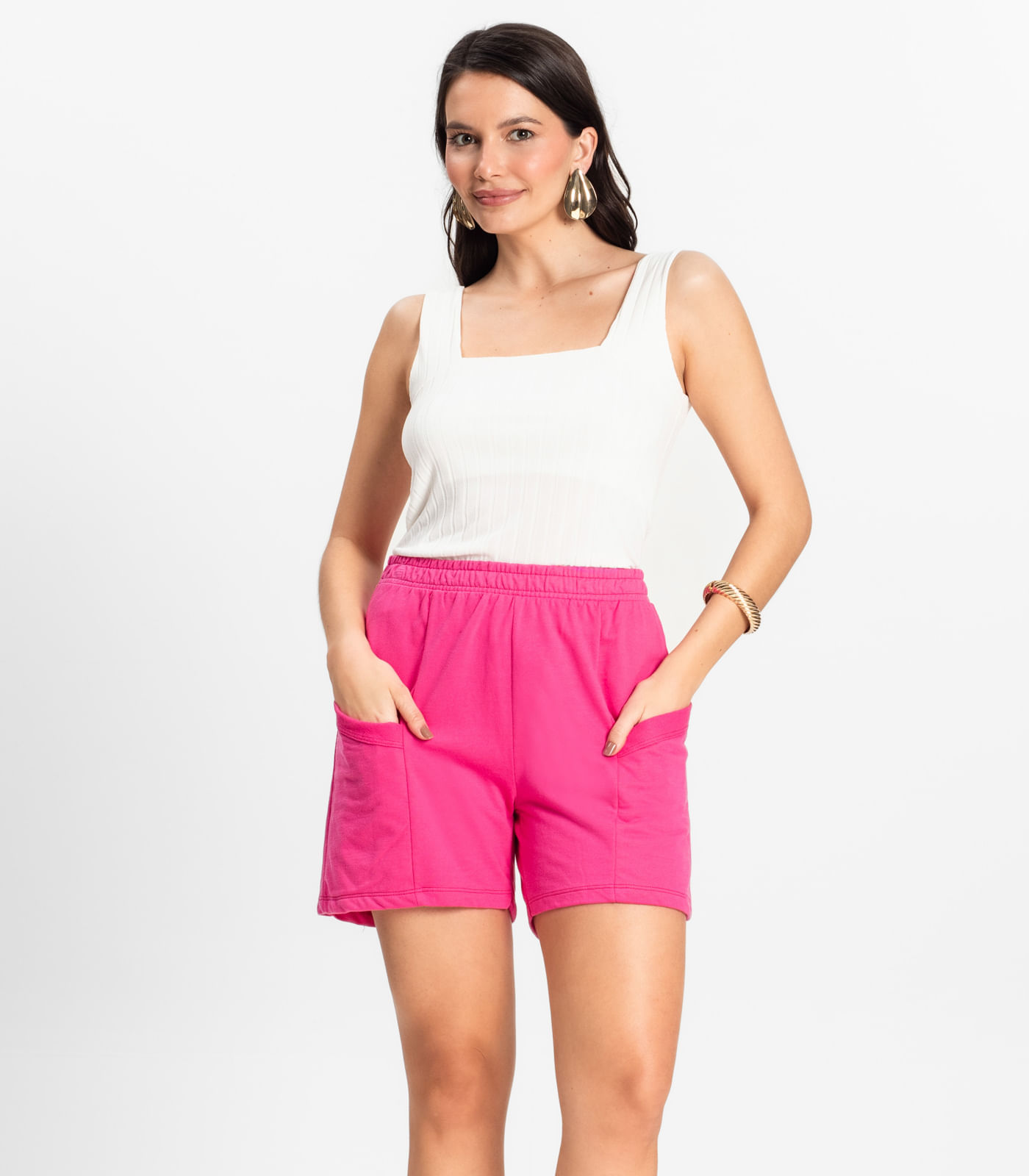 Shorts Feminino Moletinho Infinita Cor Rosa - Imagem 13