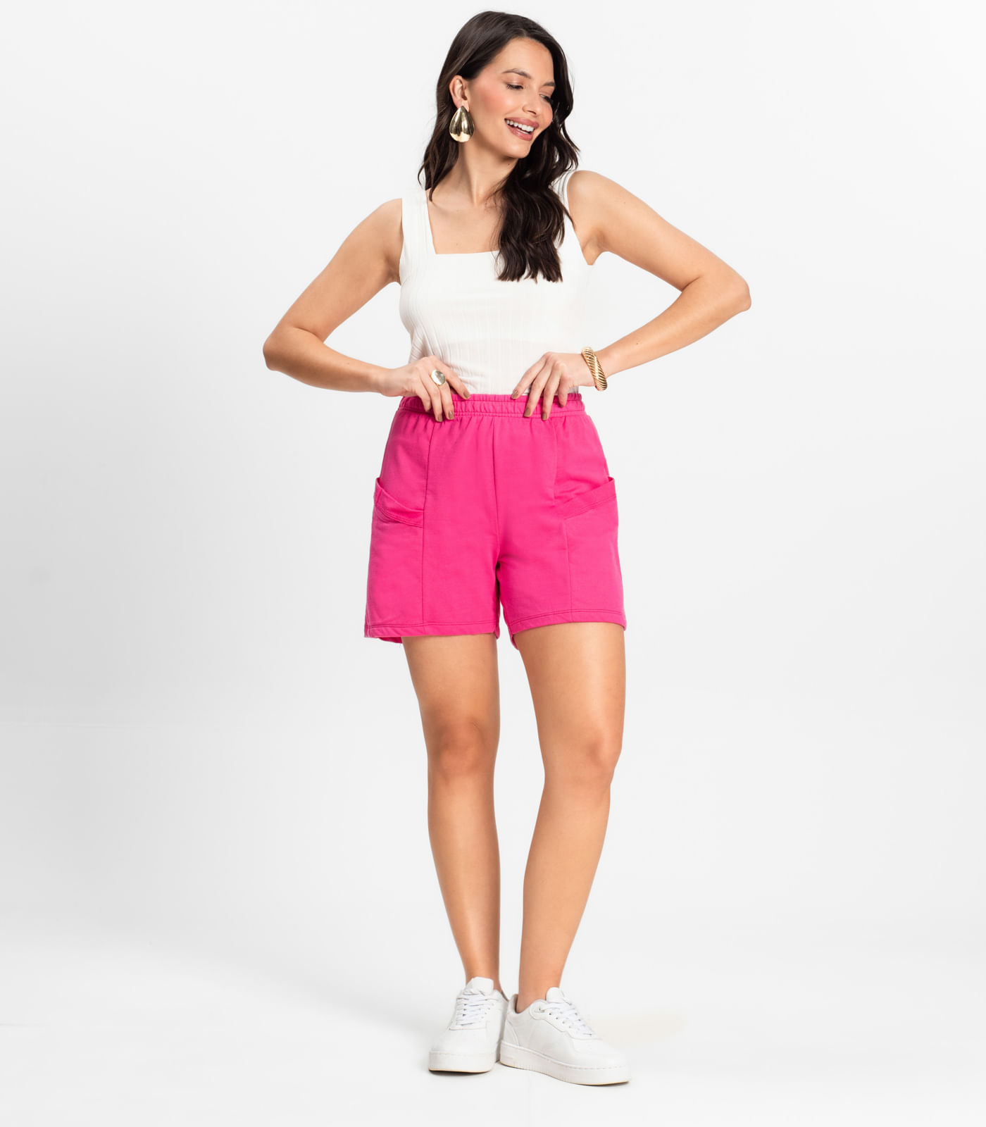 Shorts Feminino Moletinho Infinita Cor Rosa - Imagem 16