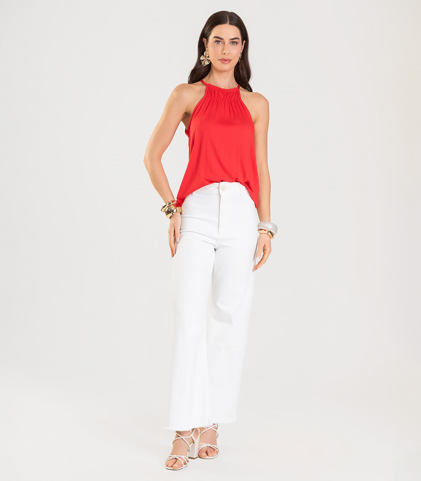 Blusa Feminina de Alça Infinita Cor Vermelho - Imagem 4