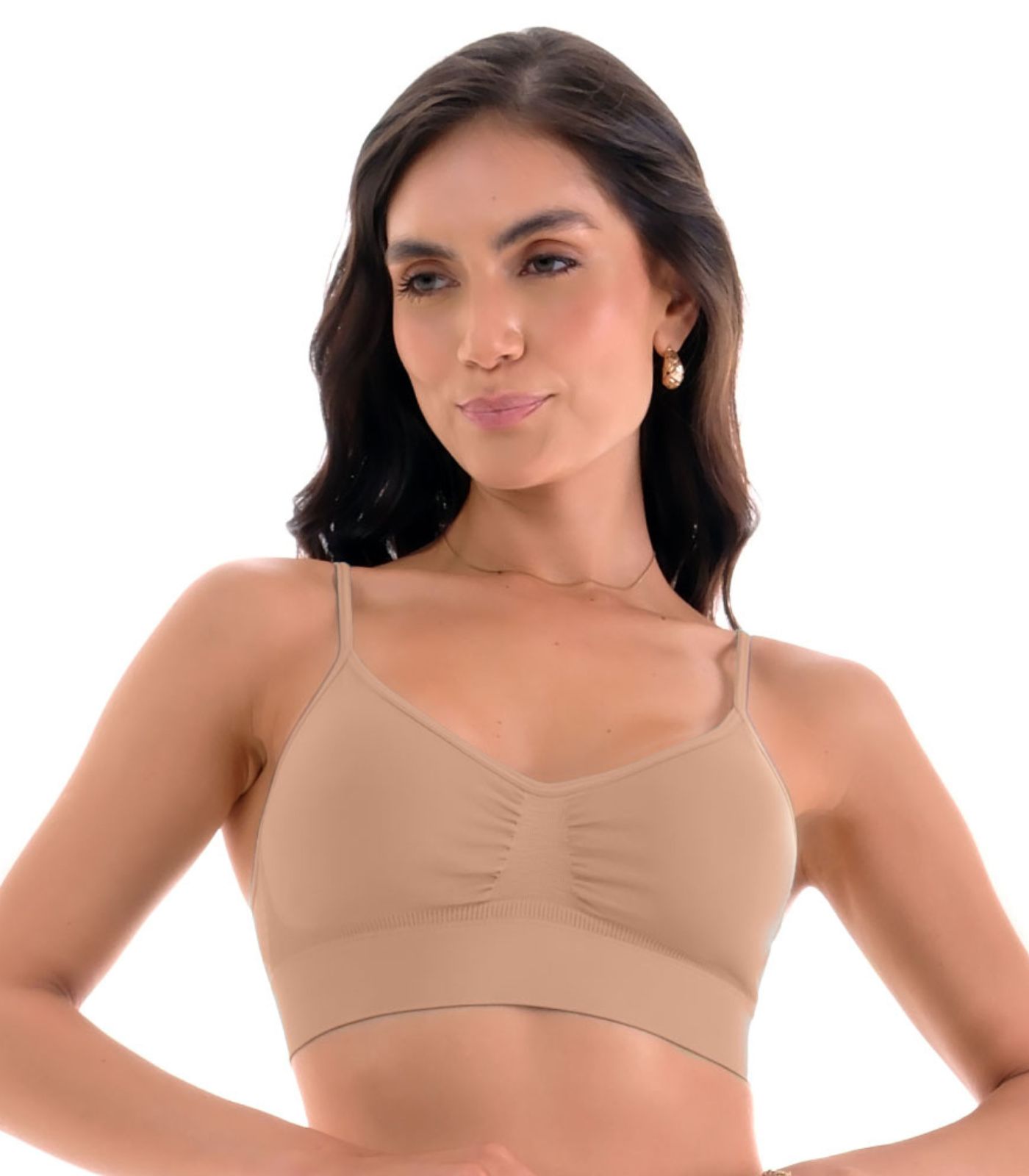 Sutiã Top com Bojo Removível Zee Rucci Bege - Imagem 3