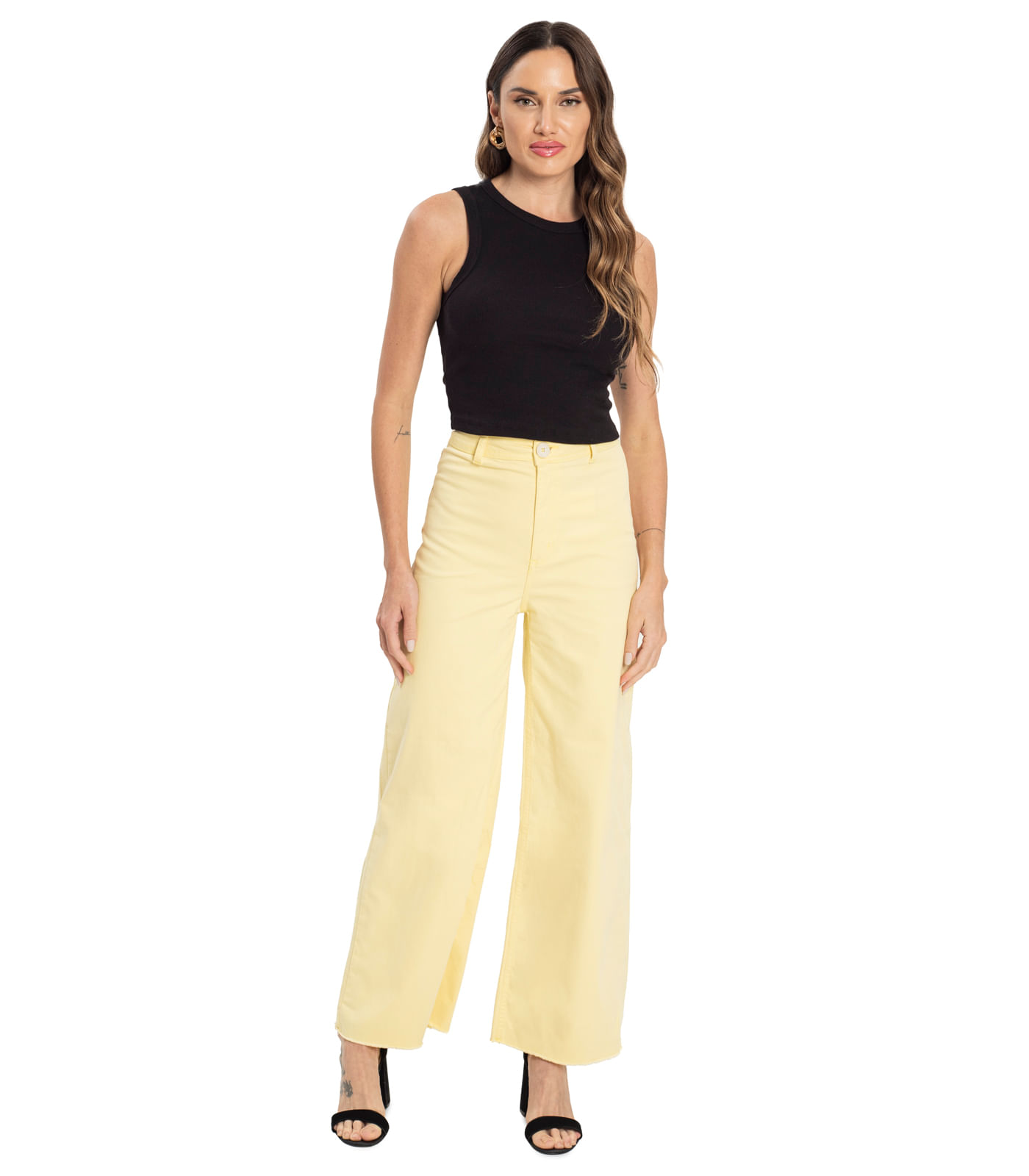Calça Wide Leg Feminina Endless Amarelo - Imagem 6