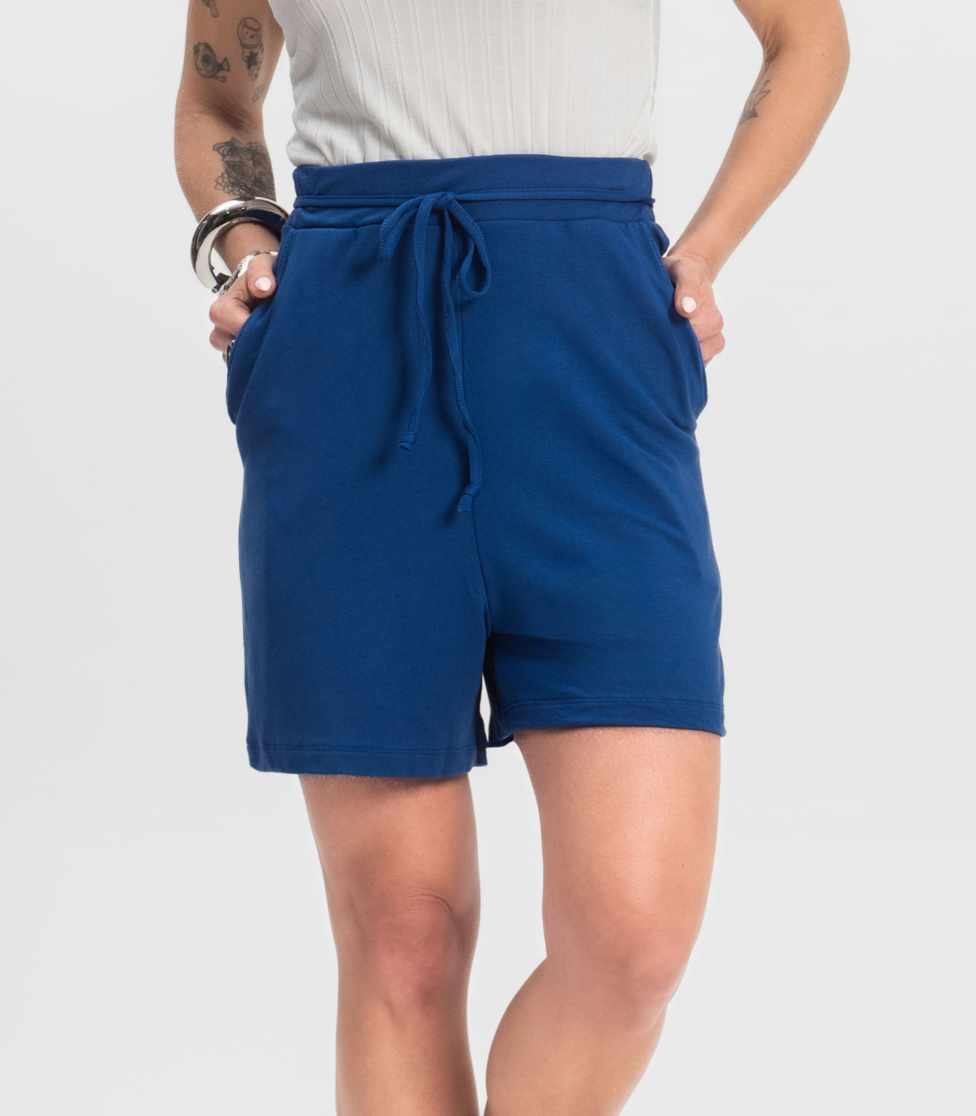 Shorts Adulto Feminino Infinita Cor Azul - Imagem 6