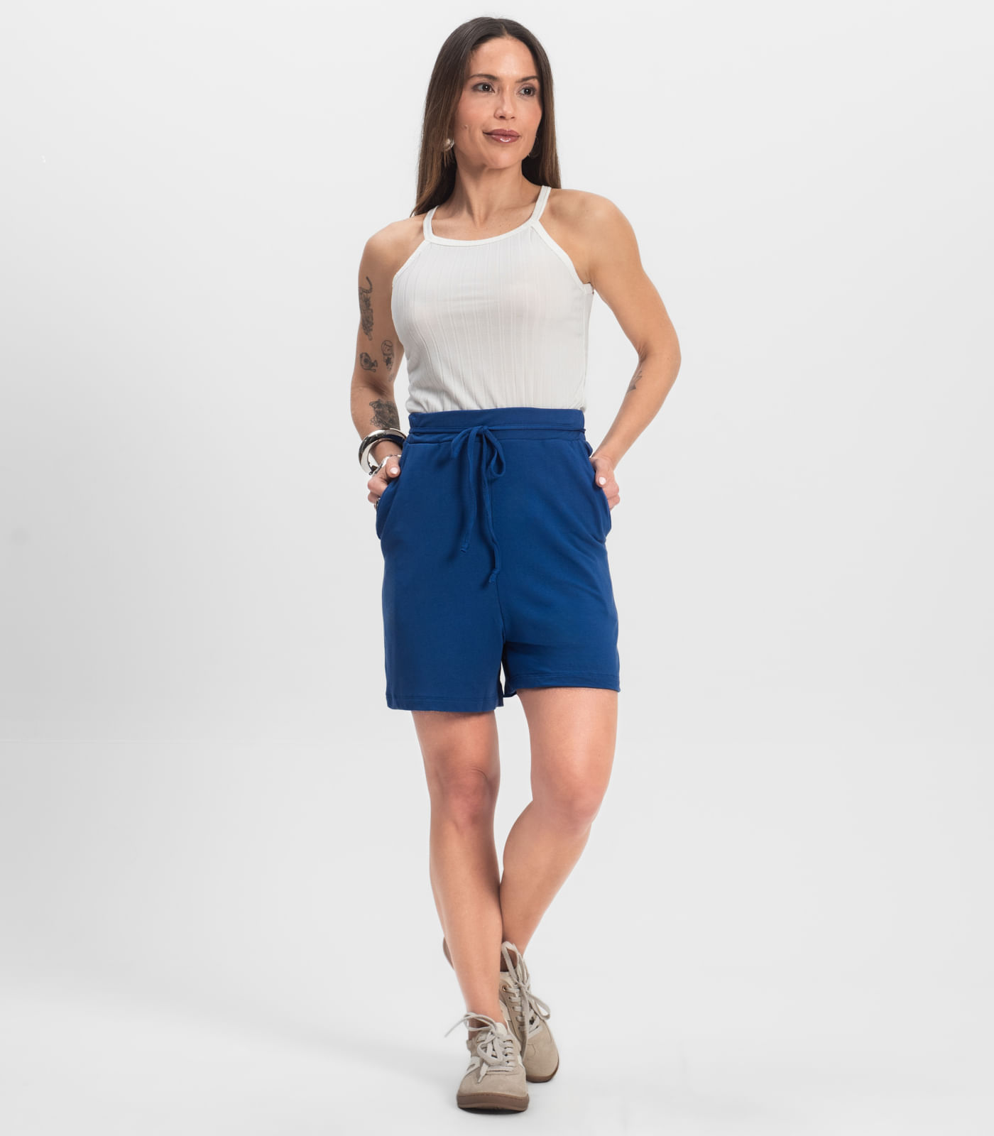 Shorts Adulto Feminino Infinita Cor Azul - Imagem 12