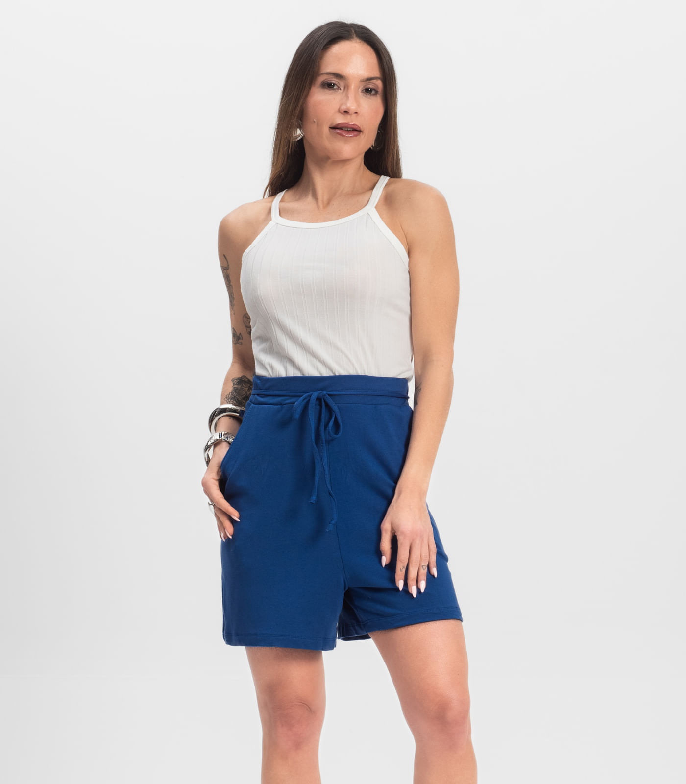 Shorts Adulto Feminino Infinita Cor Azul - Imagem 13
